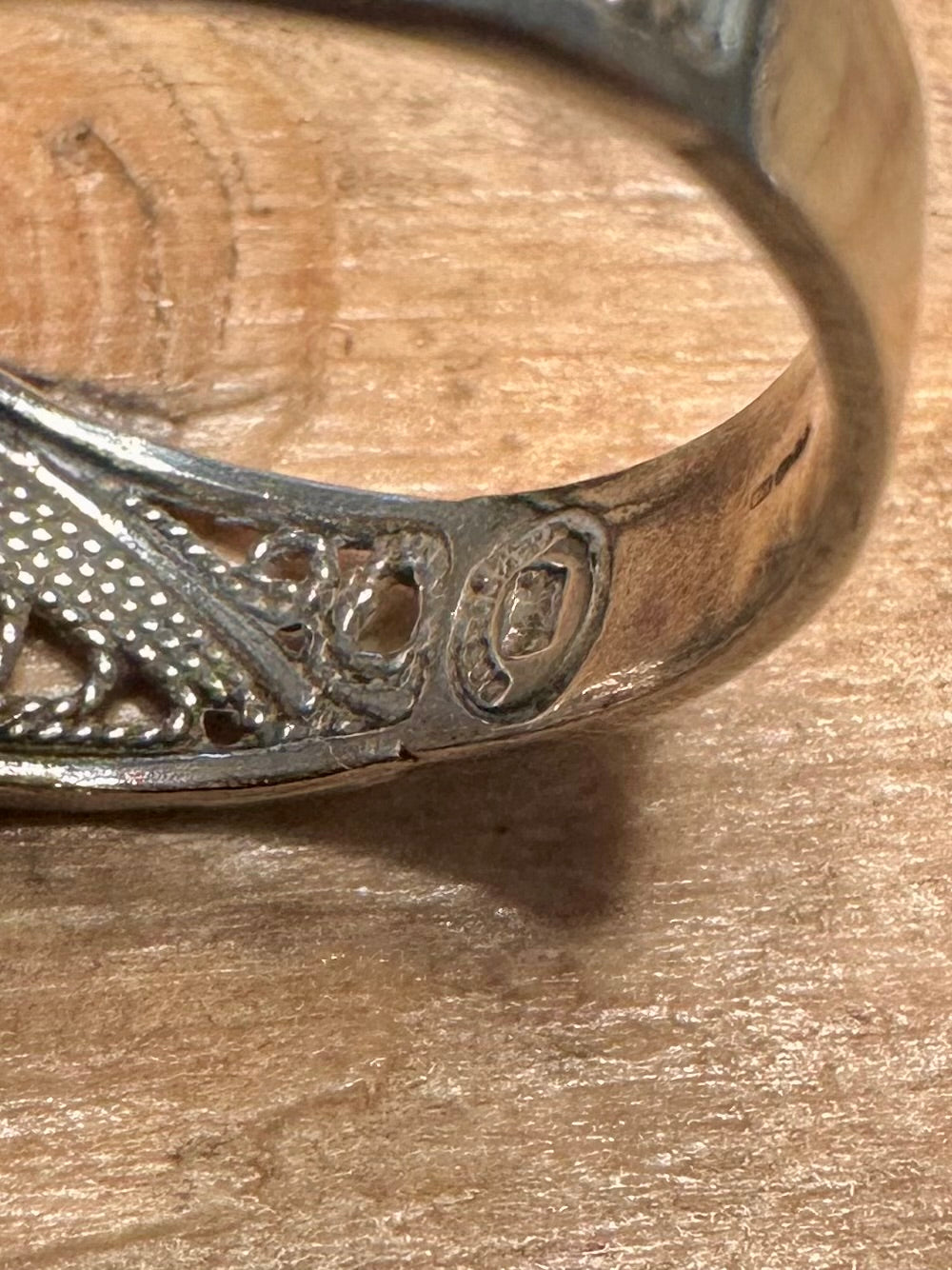 Vintage Square Filigree 925 Silver Size R Ring
