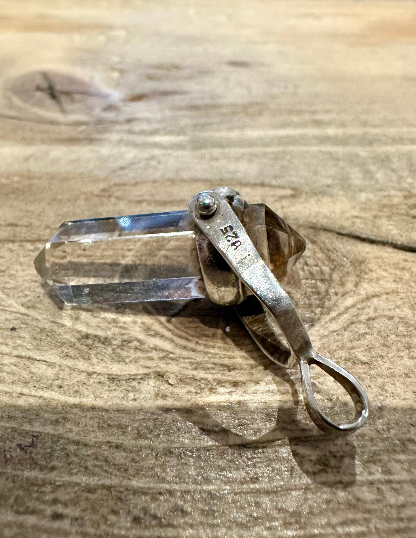 Vintage Ying and Yang Clear Pillar 925 Silver Pendant