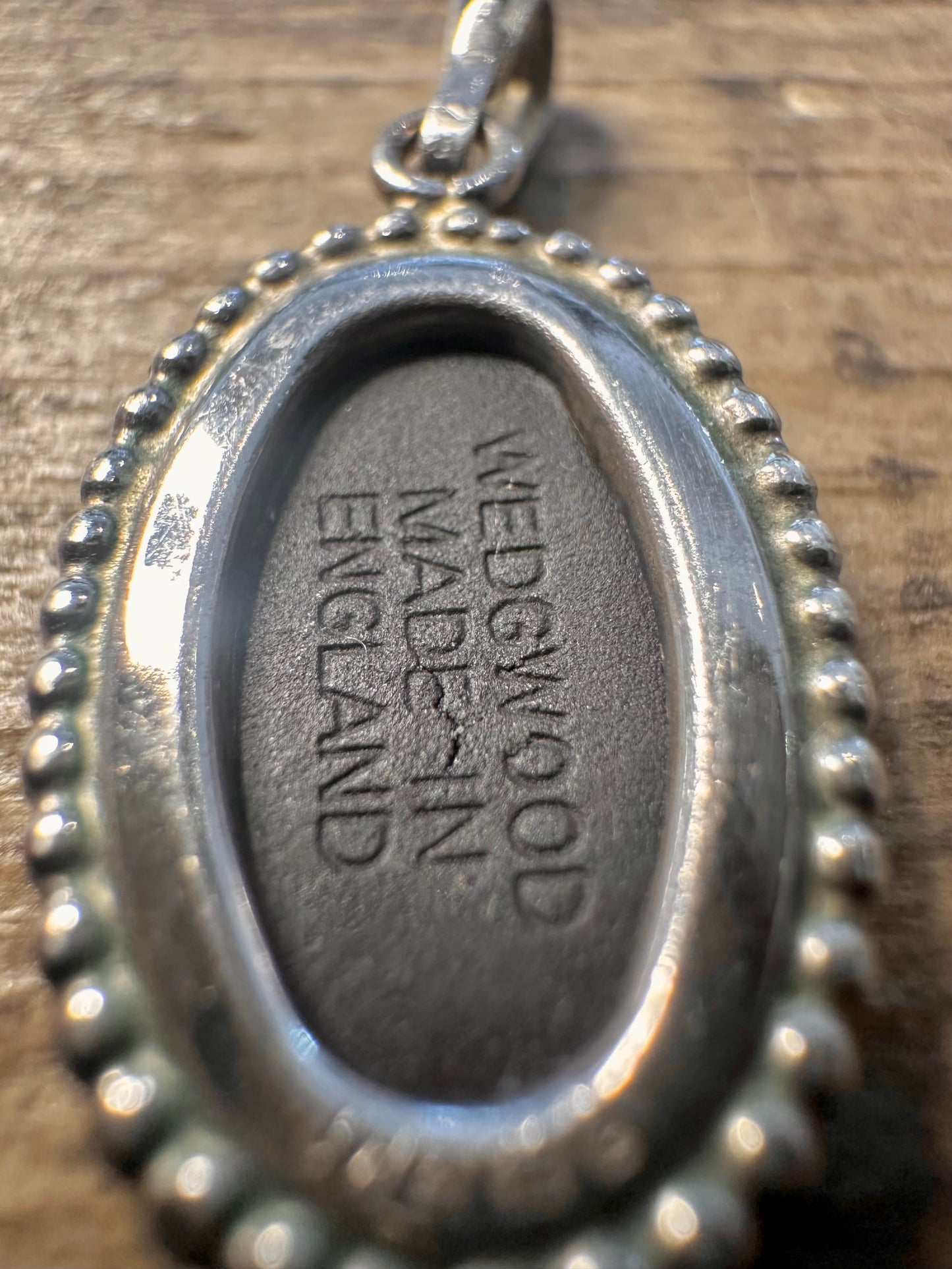 Vintage 1979 Oval Black Wedgwood 925 Silver Made in England Pendant