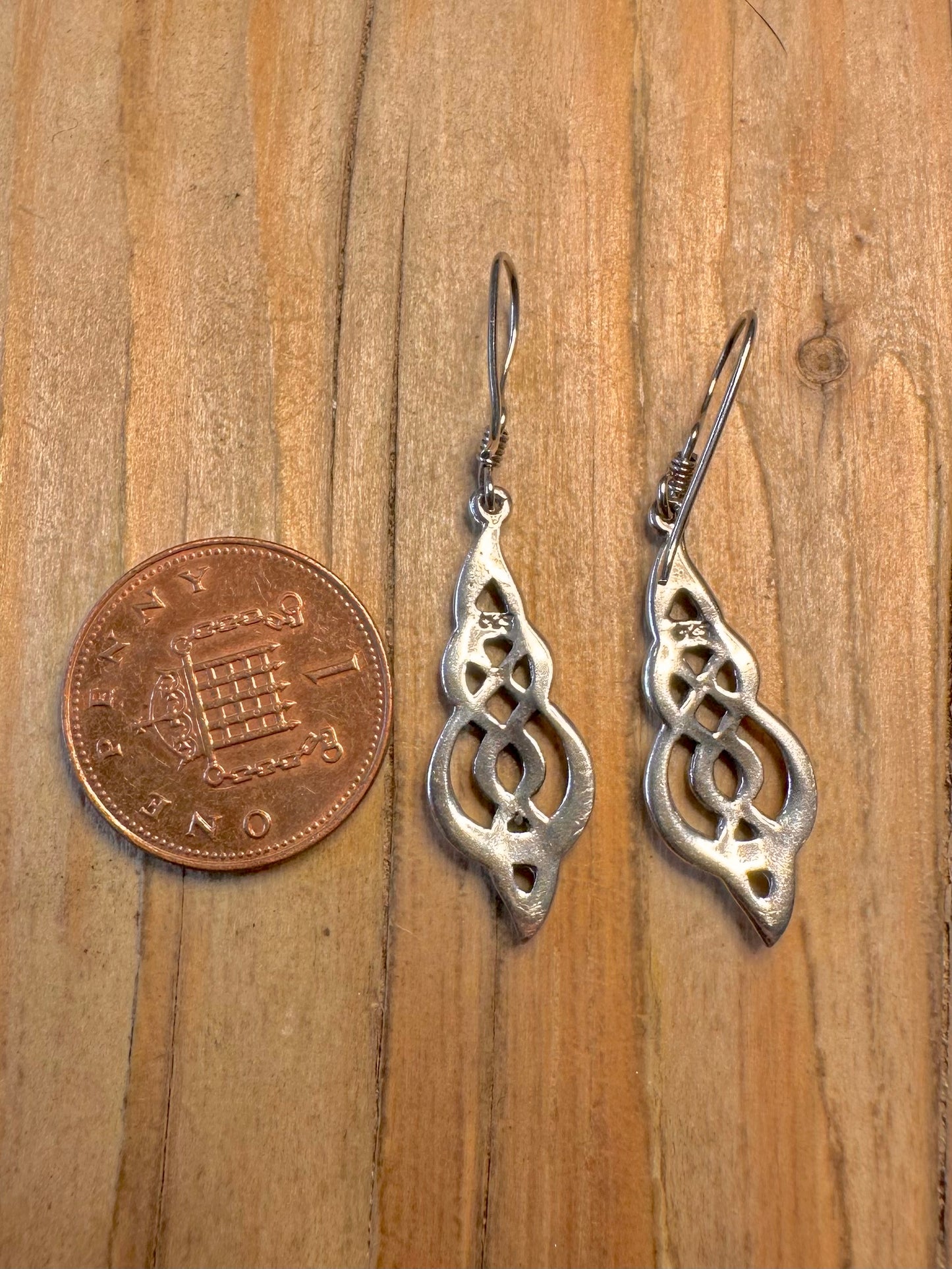 Vintage Celtic Dangle 925 Sterling Silver Earrings