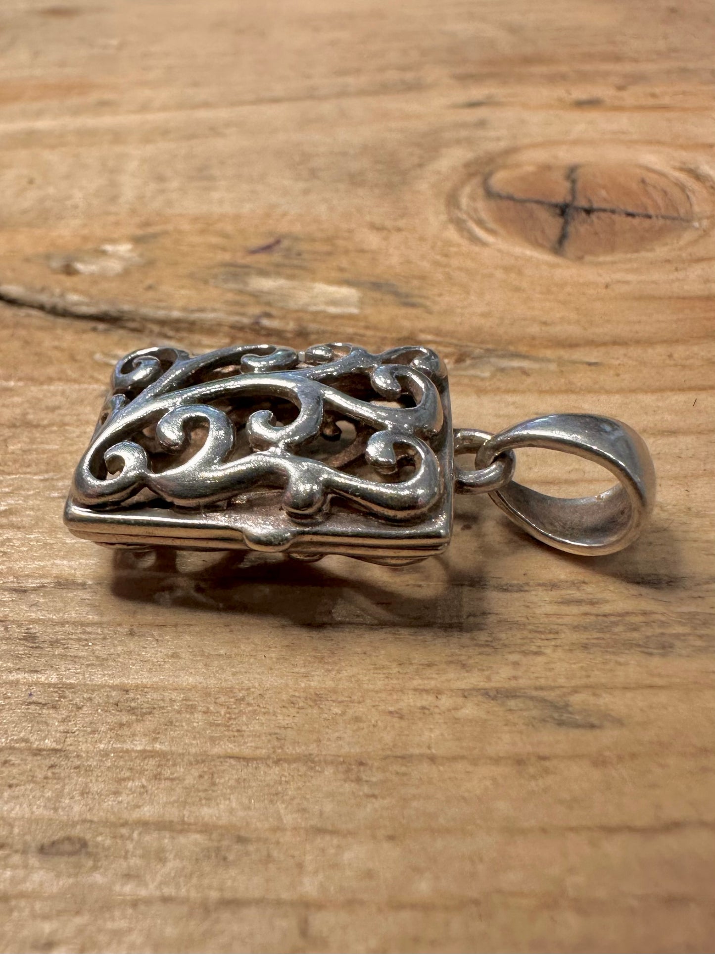 Vintage Filigree Locket 925 Silver Pendant
