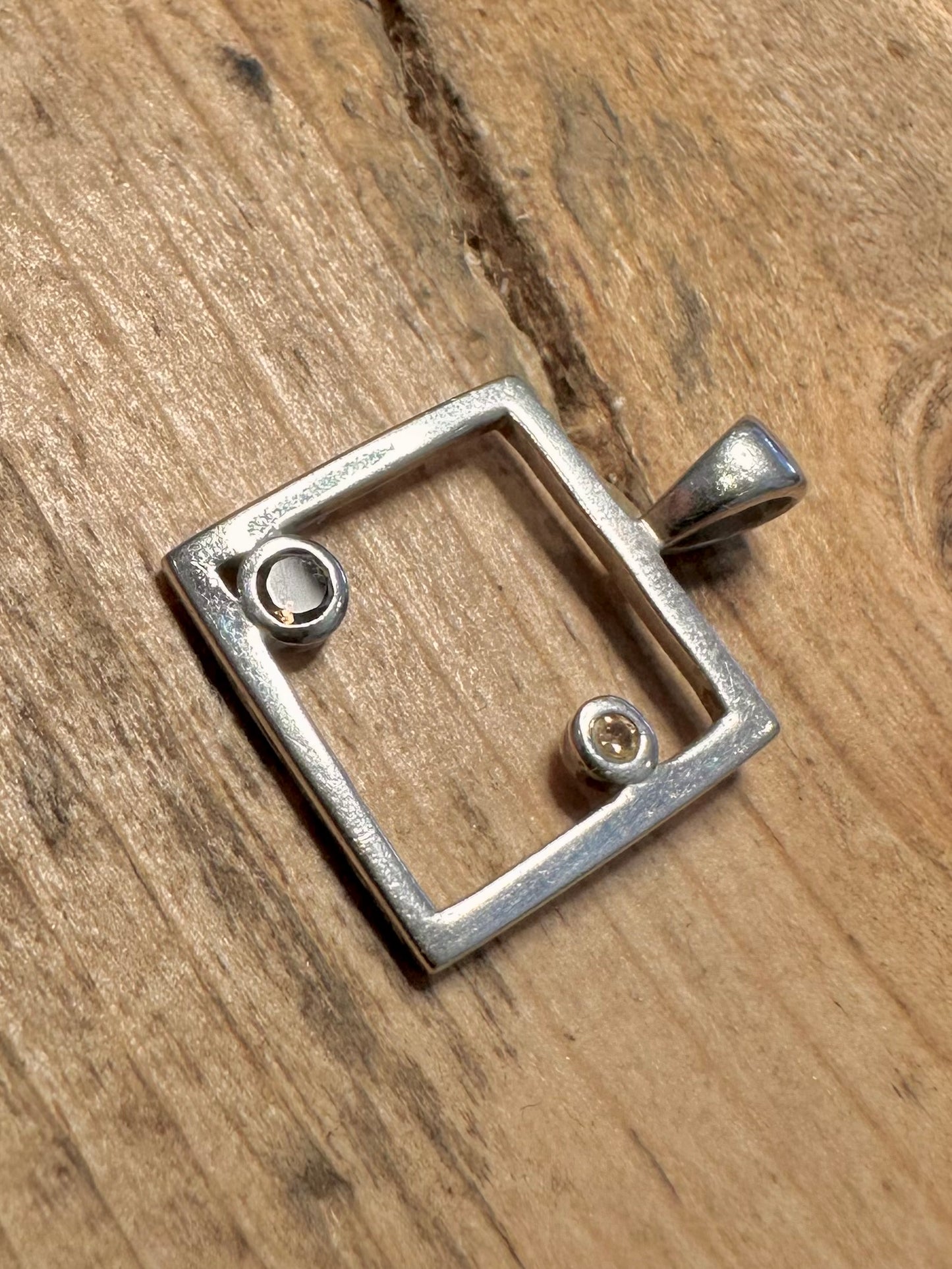 Modernist Square Stone Stones 925 Silver Pendant