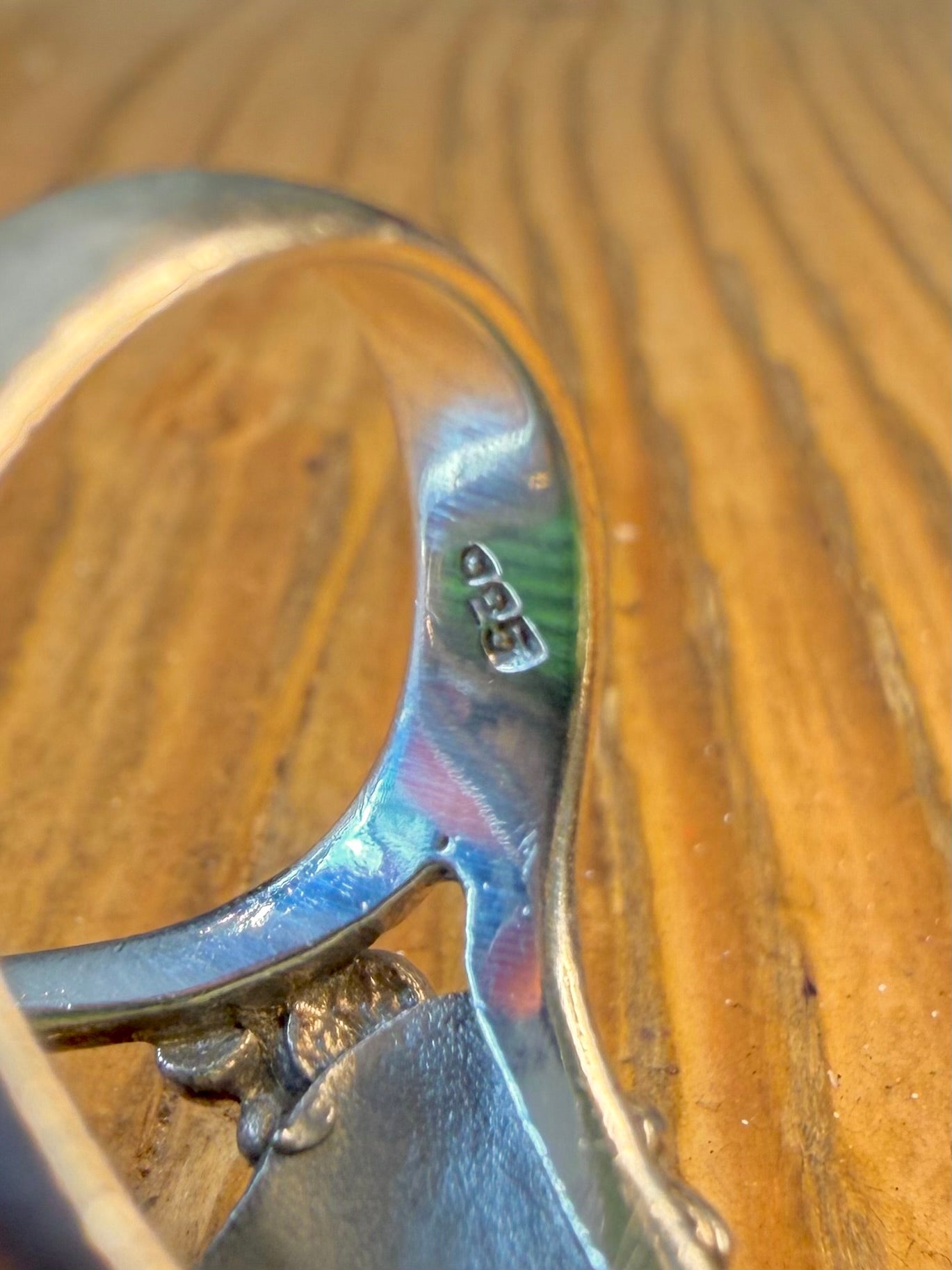 Large Navajo Style Malachite Leaf Design 925 Sterling Silver Size O Ring