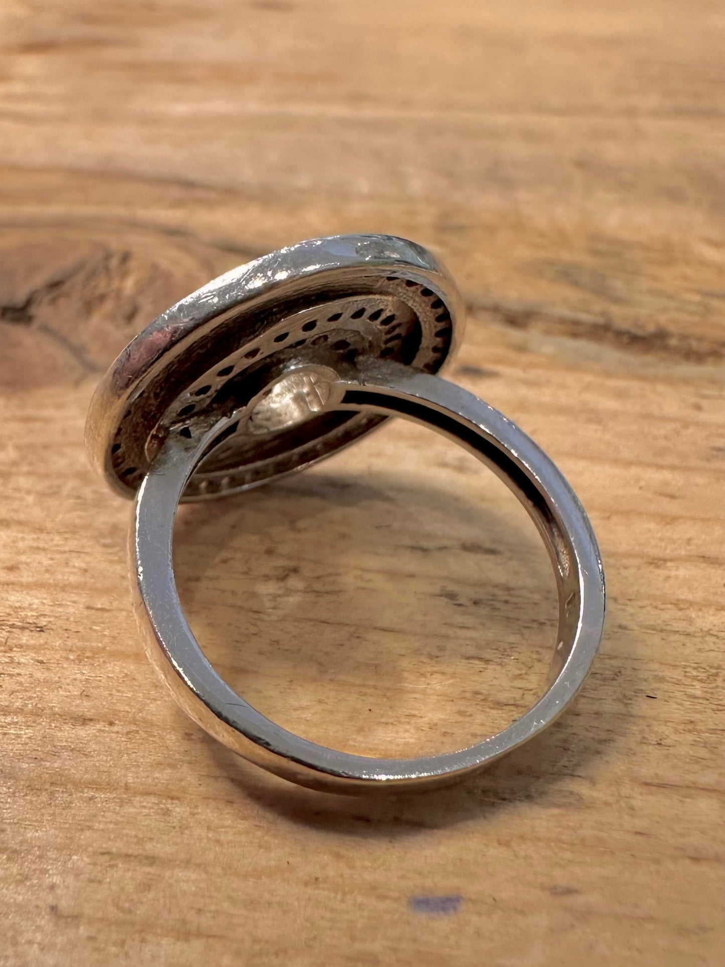 Modern Swirl CZ 925 Silver Size N Ring