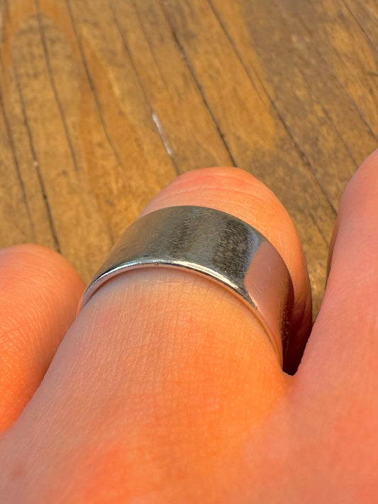 Wide Band Hallmarked 925 Sterling Silver Size S1/2 Ring