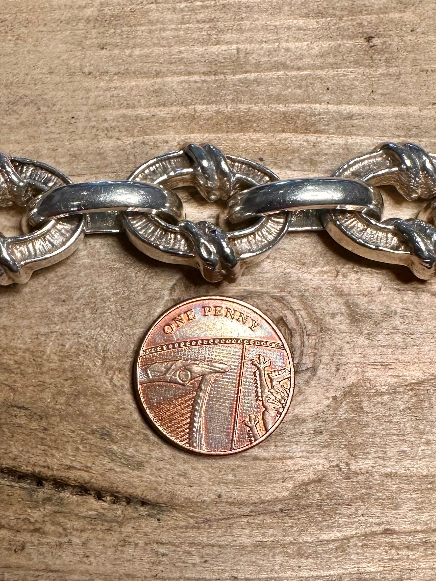 Vintage 1974 Chunky Abstract Unusual Link 925 Silver 7.5 inch Bracelet