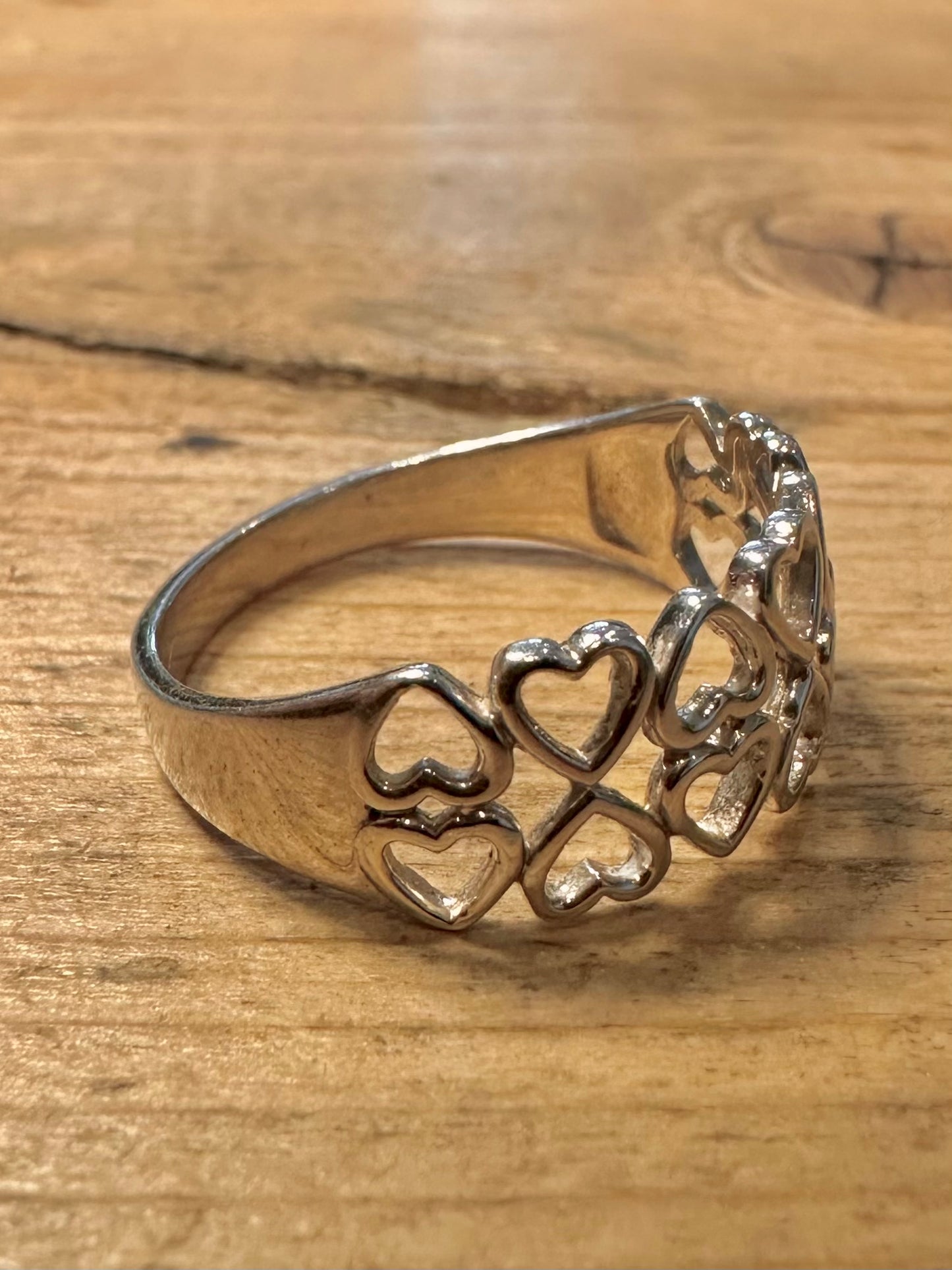 Modernist Hearts 925 Silver Size T Ring