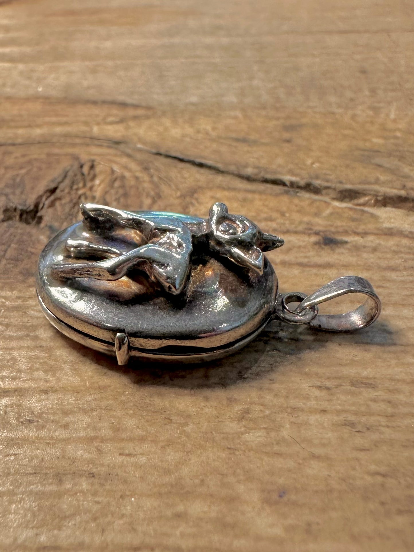 Vintage Bambi Oval 925 Silver Locket Pendant