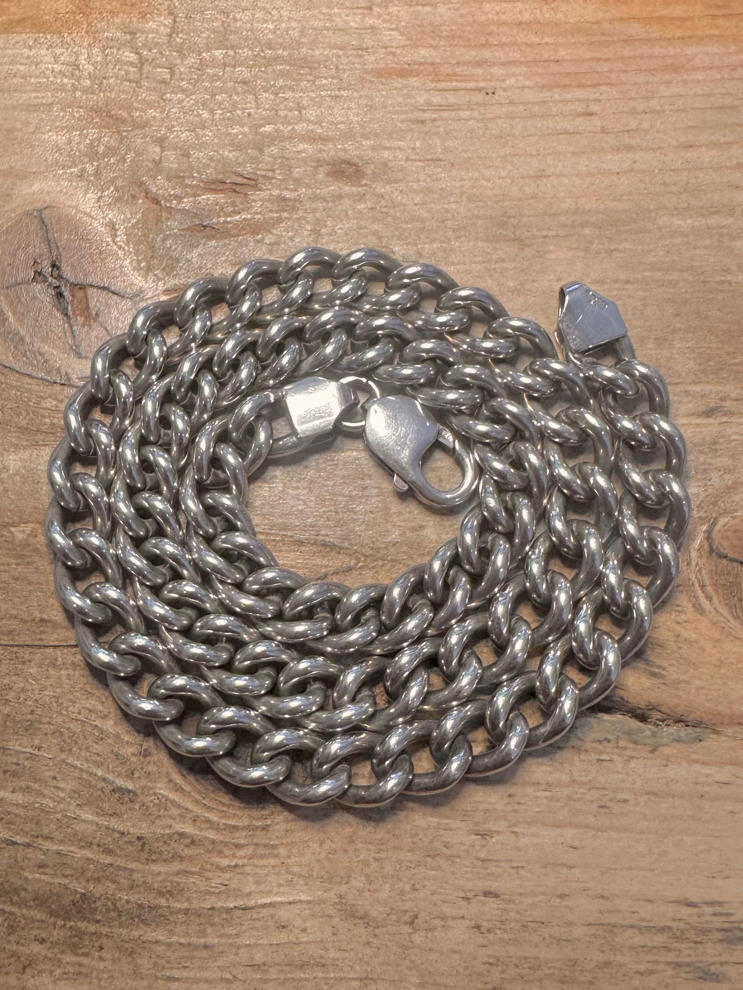 Vintage Chunky Curb Chain 925 Silver 20 inch Necklace