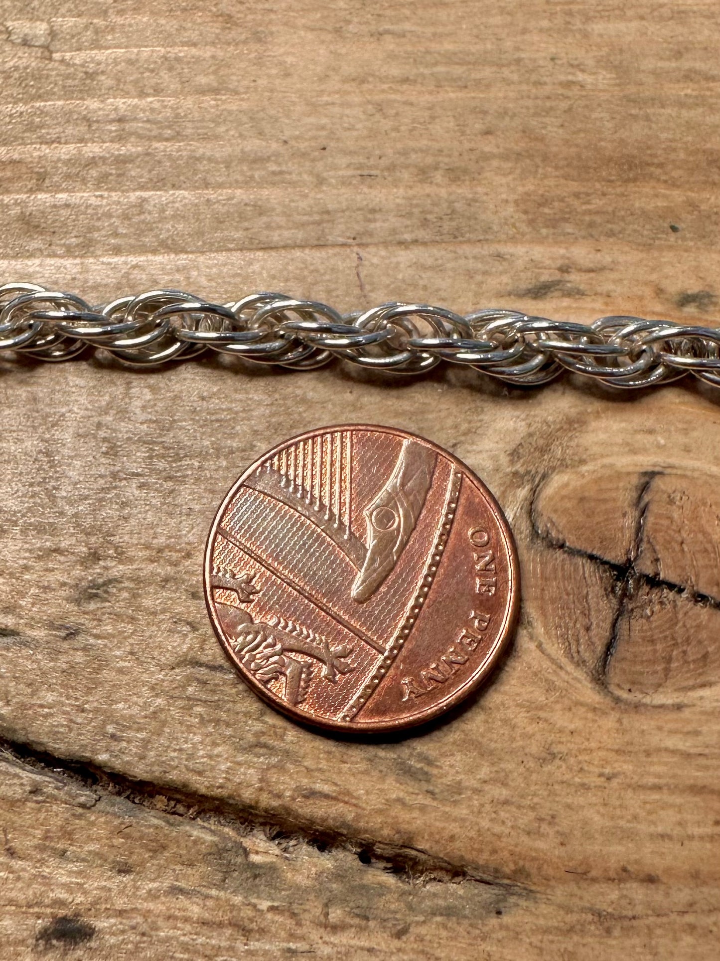Vintage Rope Chain Italy 925 Silver 7 inch Bracelet