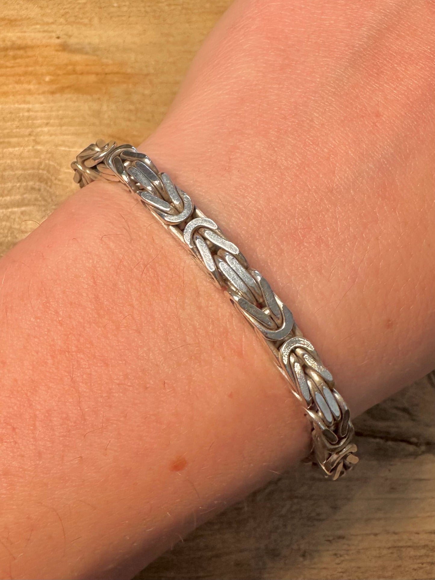 Vintage Byzantine Thick Italy 925 Silver 8 inch Bracelet