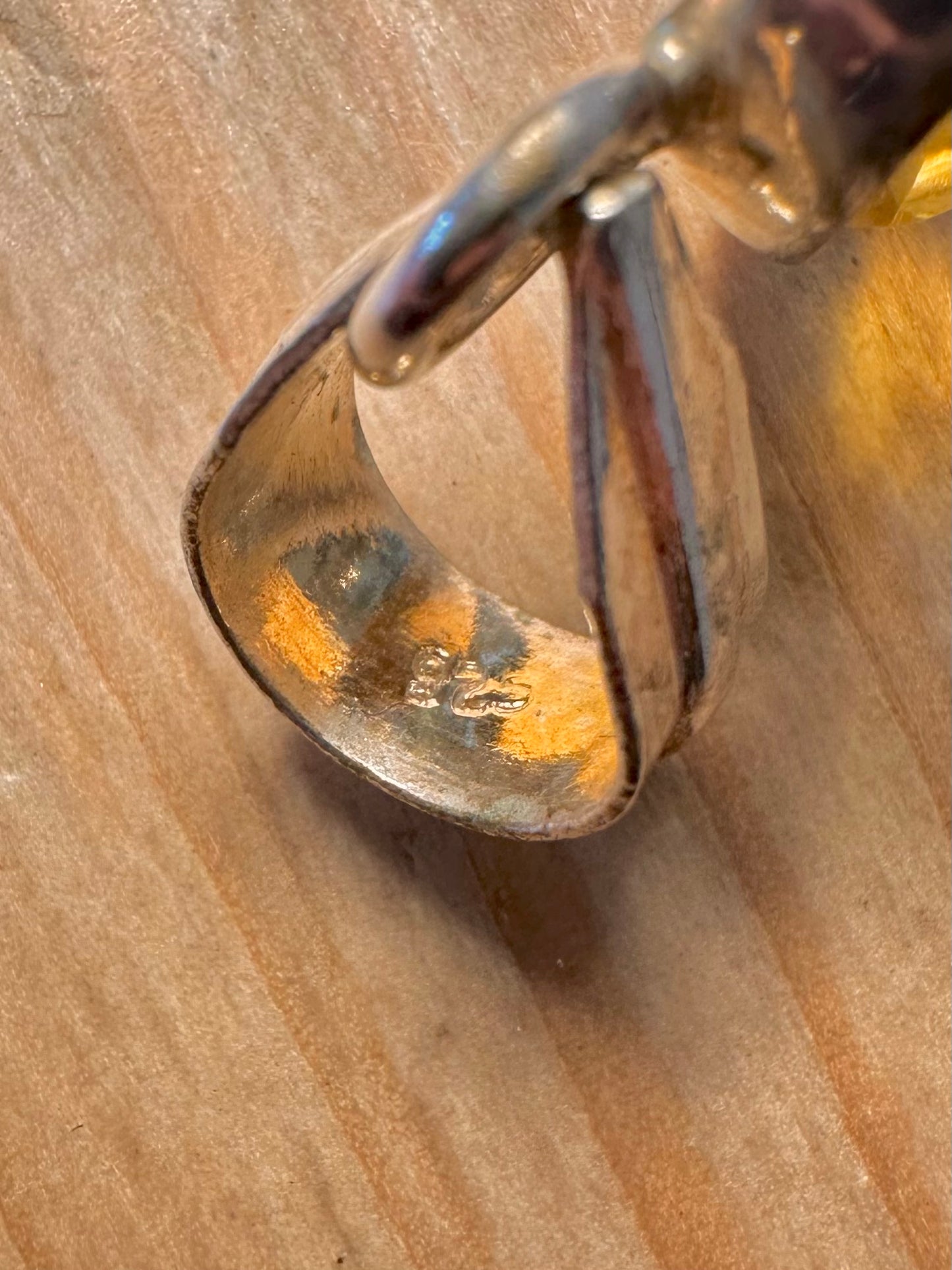 Vintage Orange Yellow Citrine 925 Sterling Silver Pendant