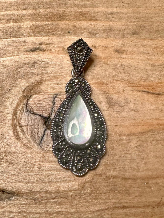 Vintage Art Deco Marcasite 925 Silver Pendant
