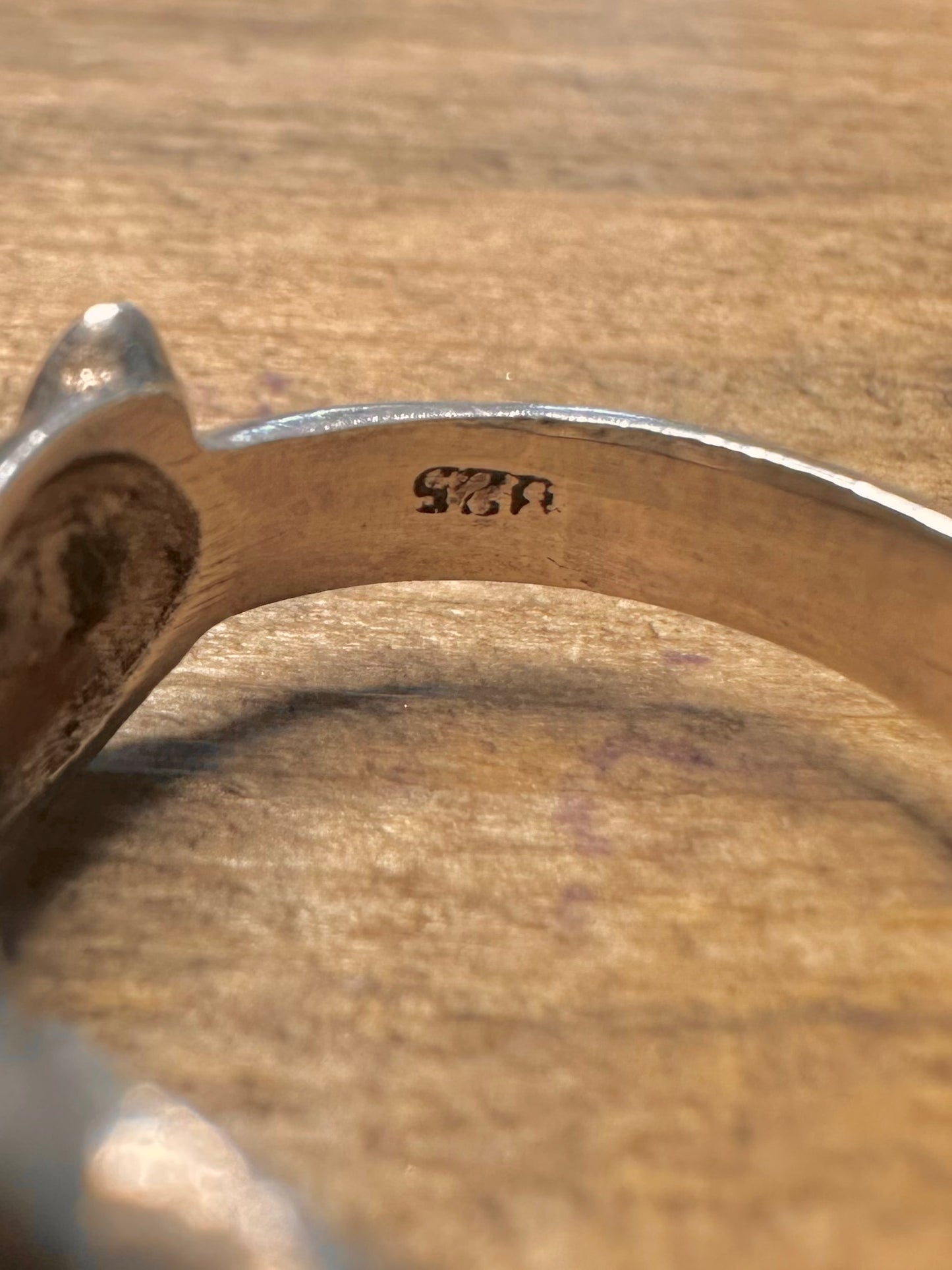 Vintage Cat Head Band 925 Silver Size L1/2 Ring