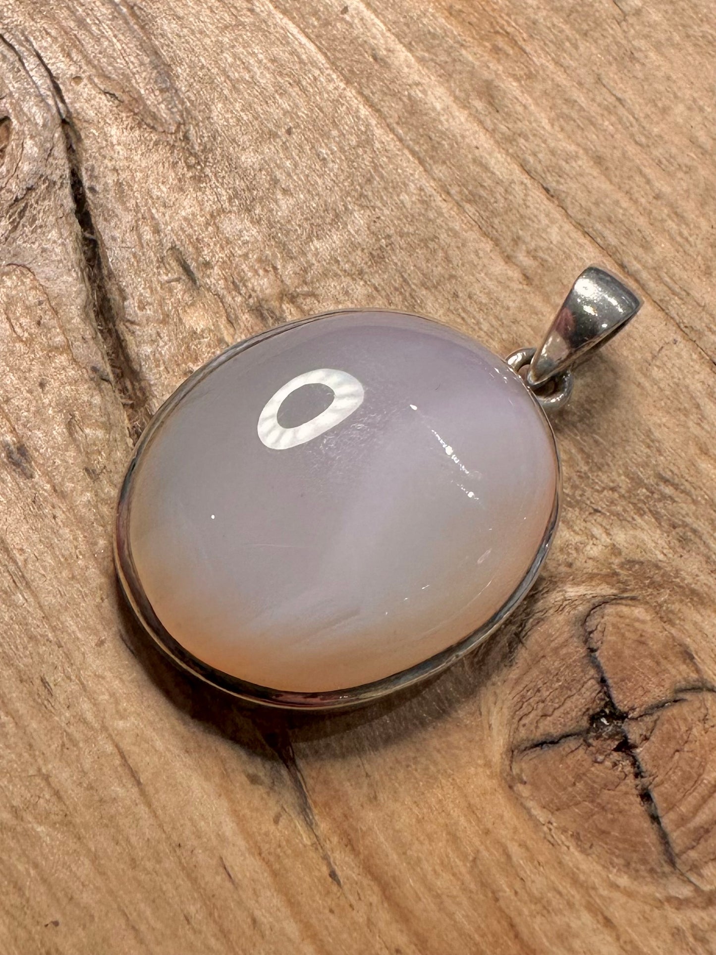 Vintage Pink Natural Oval 925 Silver Pendant