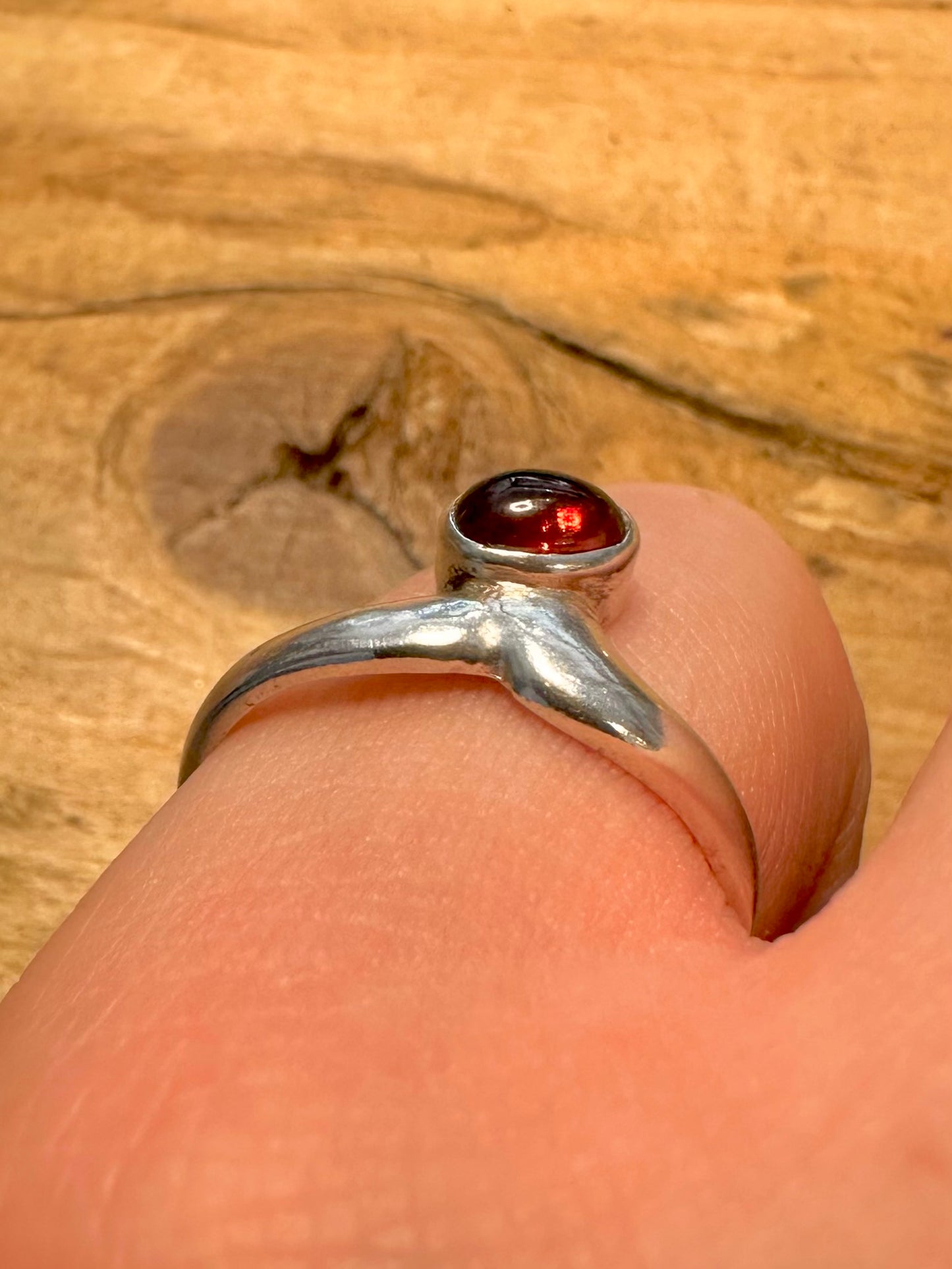 Modern Garnet 925 Silver Size P Ring