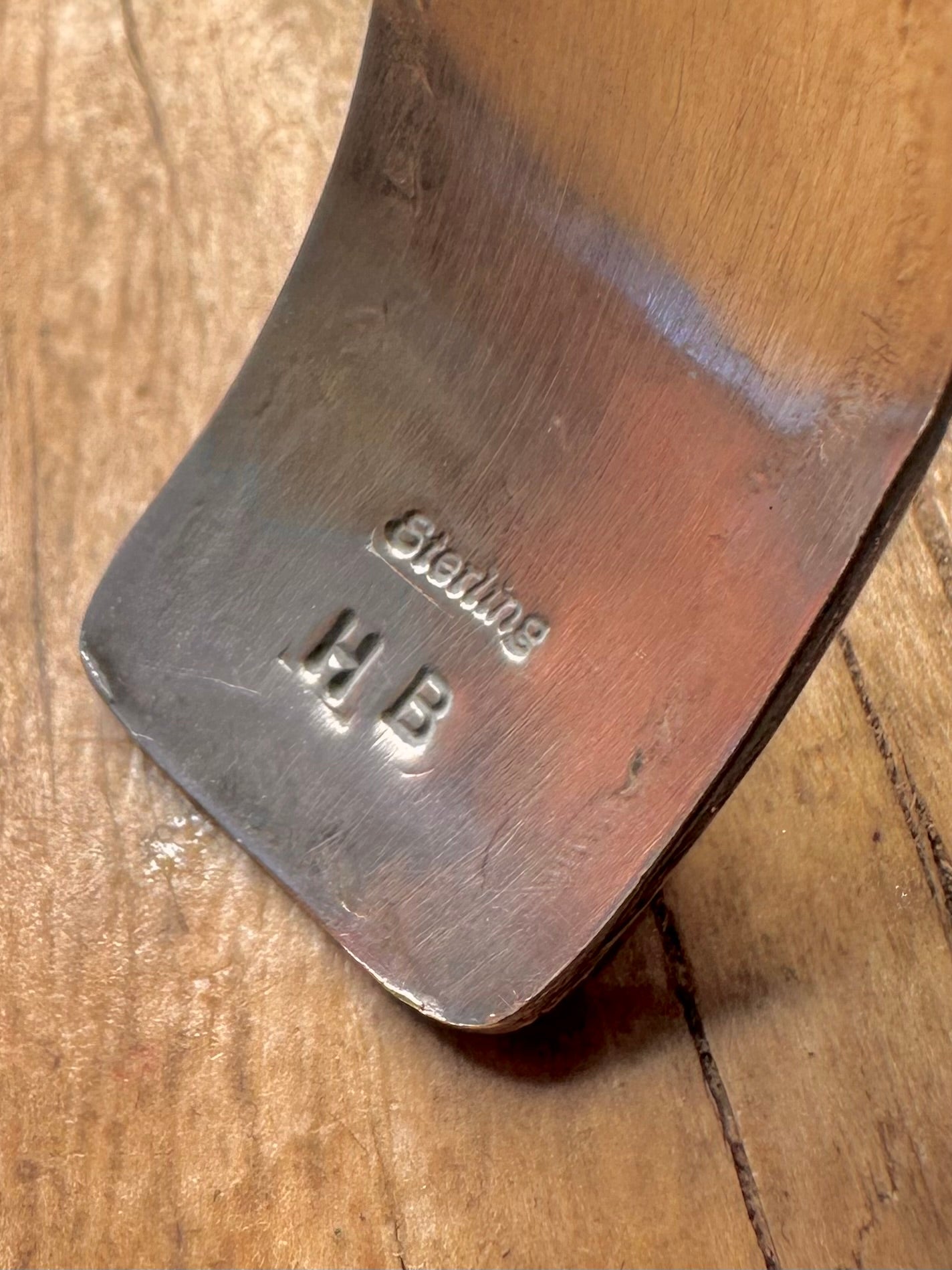 Vintage Navajo Maker HB Turquoise Inlay Cuff 925 Sterling Silver Bangle