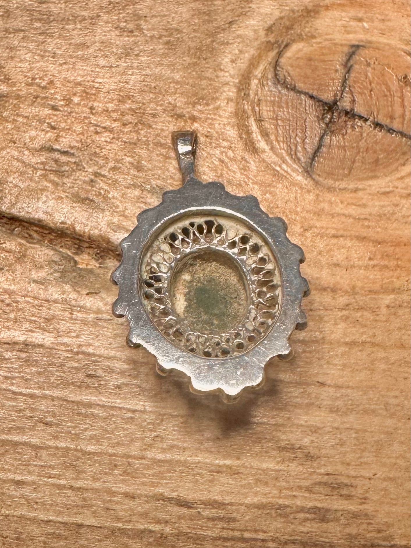 Vintage Jade Ornate 925 Silver Pendant