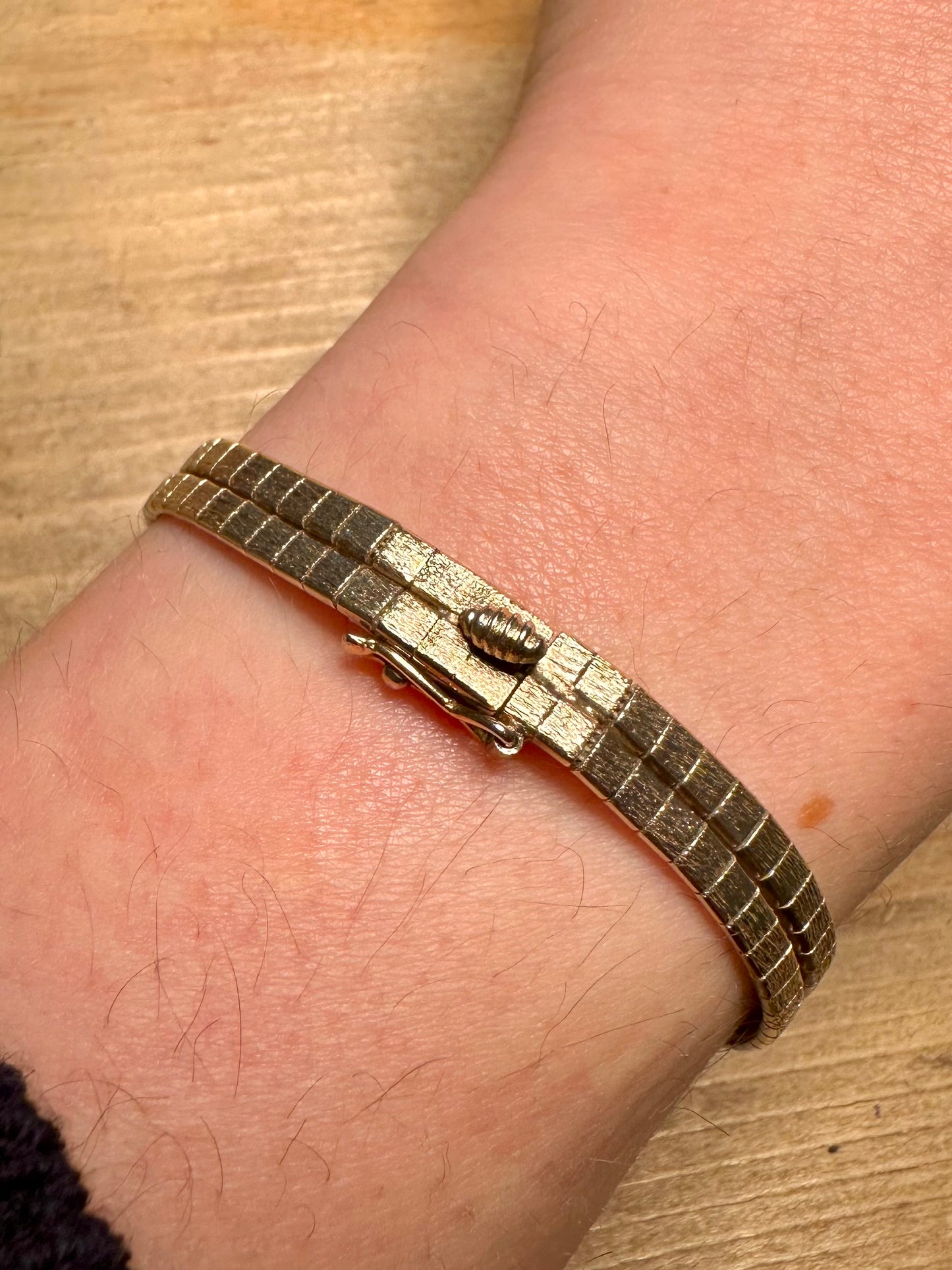 Vintage Garnet Gold on 925 Silver 6.5 inch Bracelet