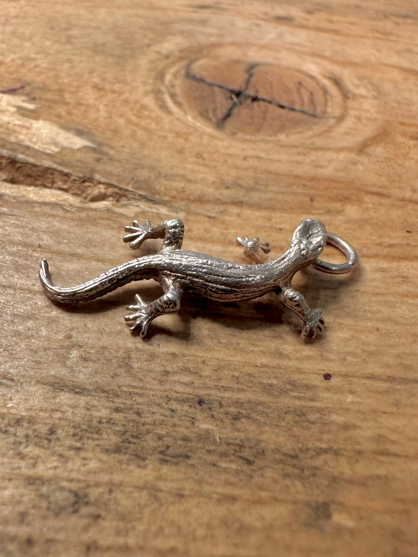 Vintage Lizard 925 Silver Charm Pendant
