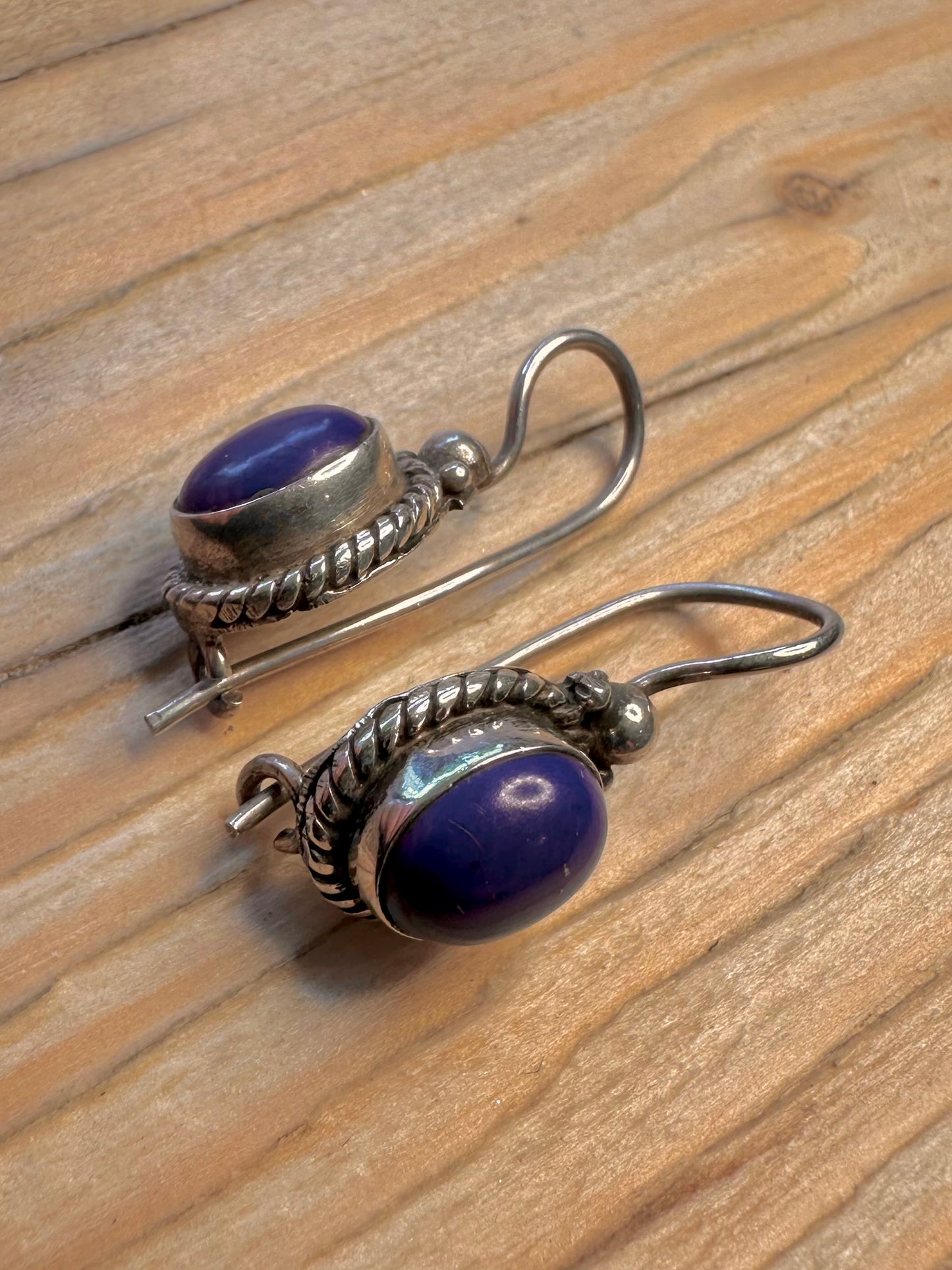 Vintage Lapis Dangle 925 Sterling Silver Earrings