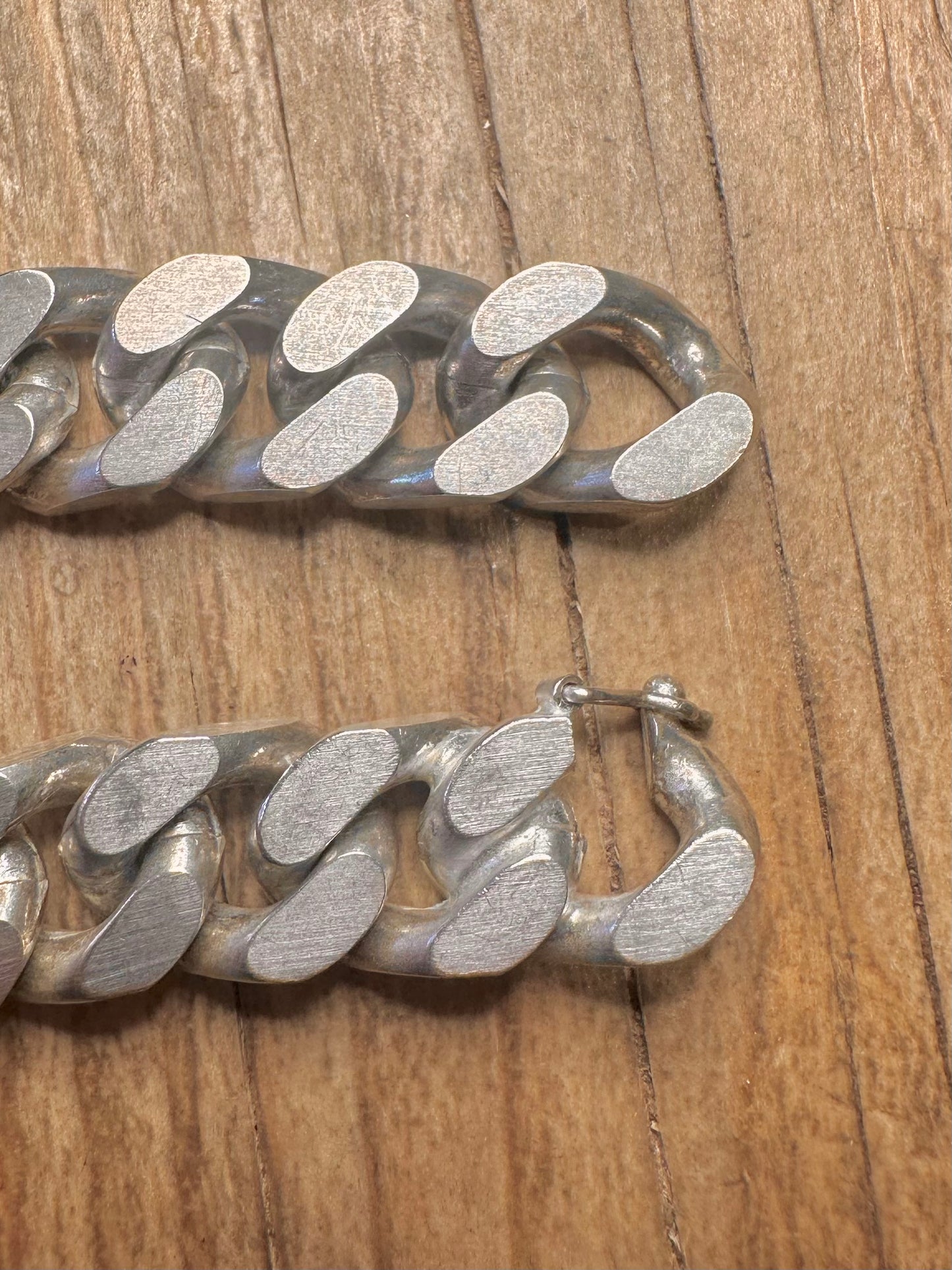 Vintage 1973 Chunky Heavy Identity Curb Chain Germany 925 Sterling Silver 8.8 inch Bracelet