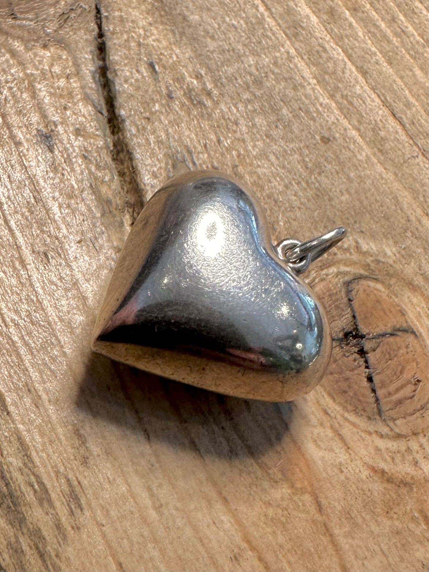 Vintage Puff Heart Chime 925 Silver Pendant