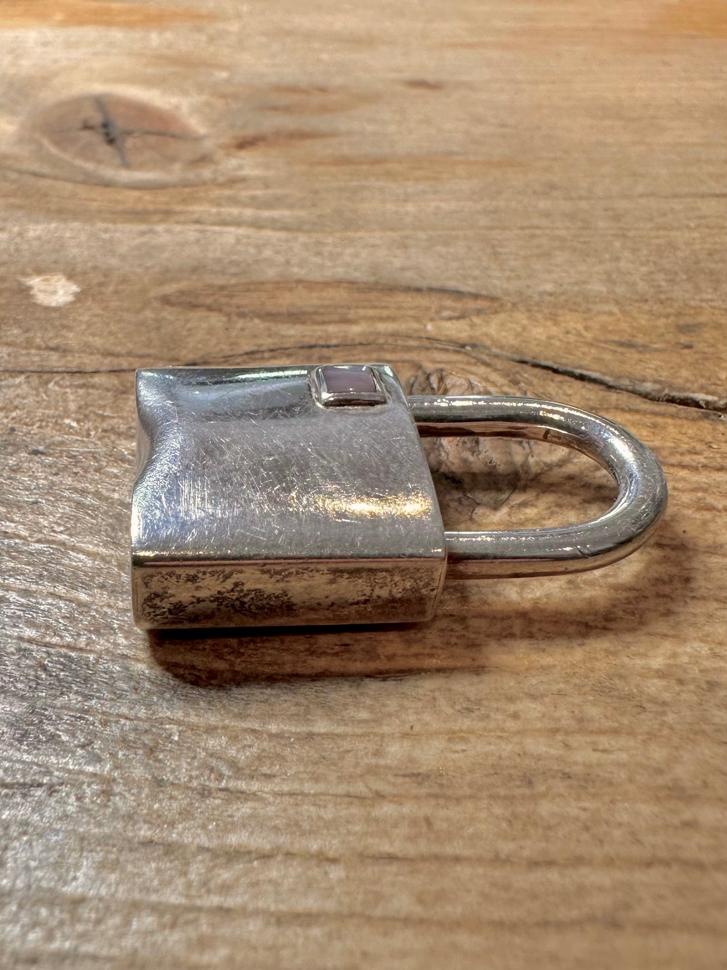Modern Padlock Mother of Pearl 925 Silver Pendant