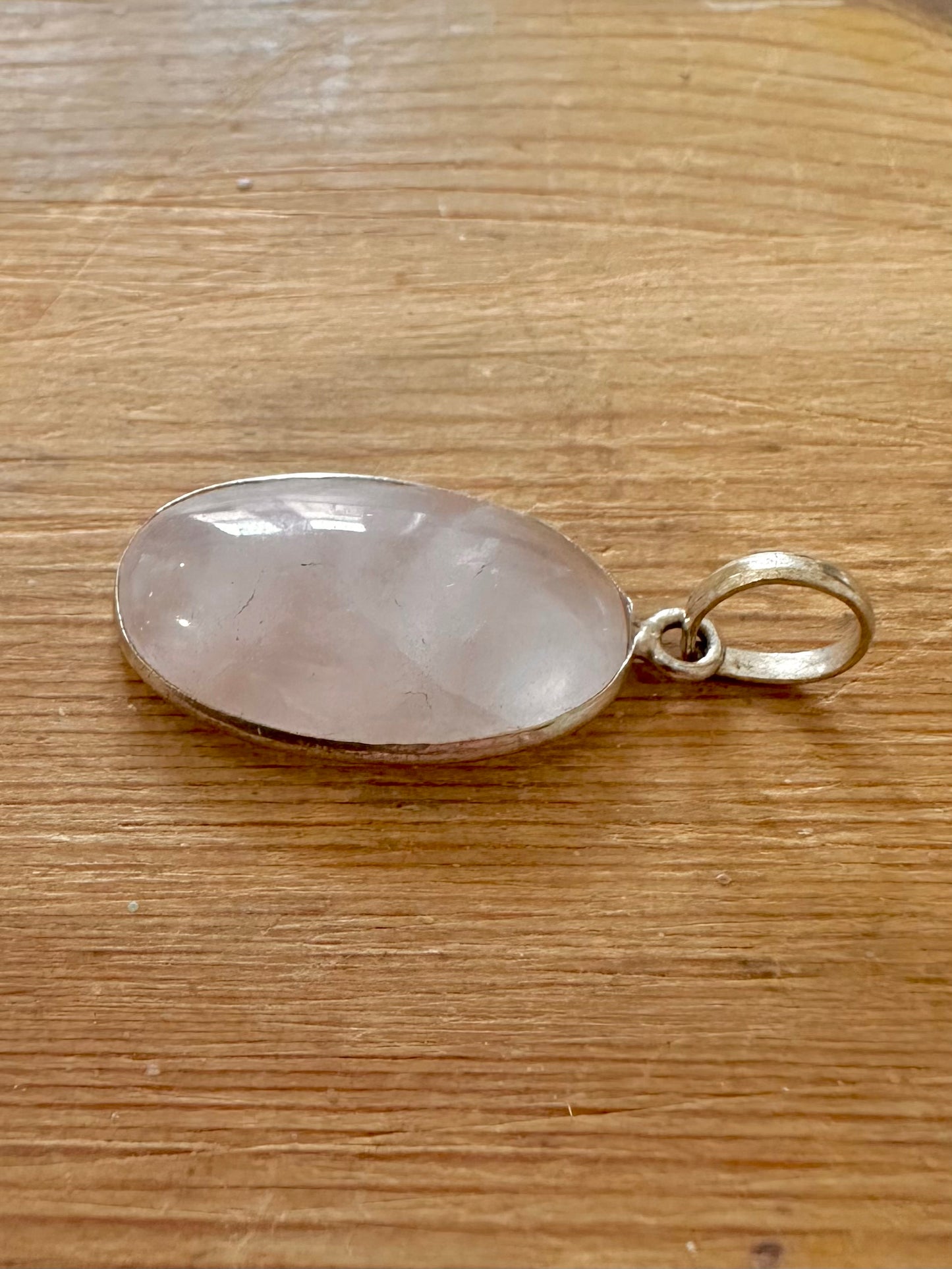 Vintage Rose Quarts 925 Silver Pendant