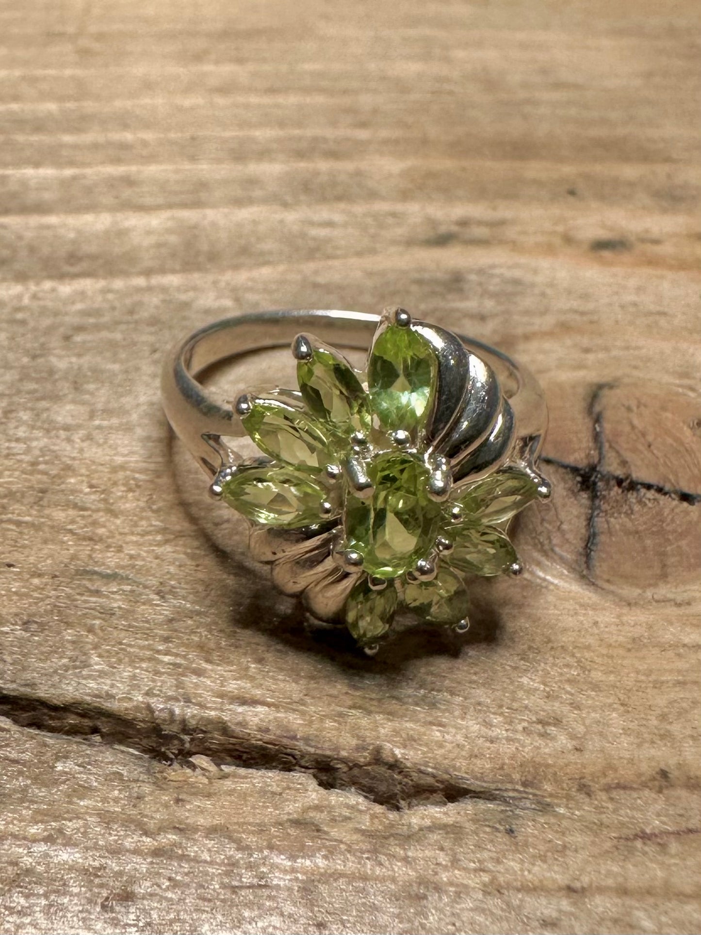 Modernist Peridot 925 Silver Size N1/2 Ring