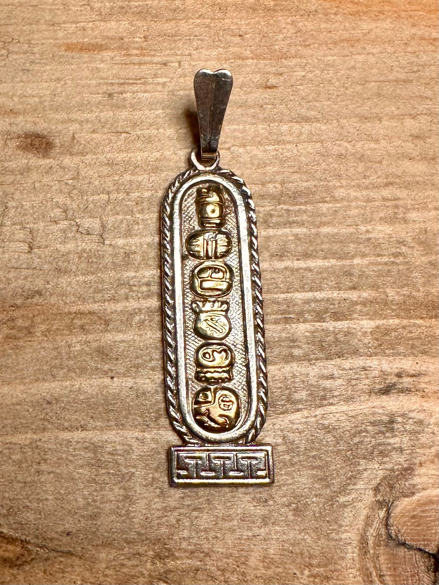 Vintage Ora Mayan Cartouche Gold Parts and 925 Silver Pendant