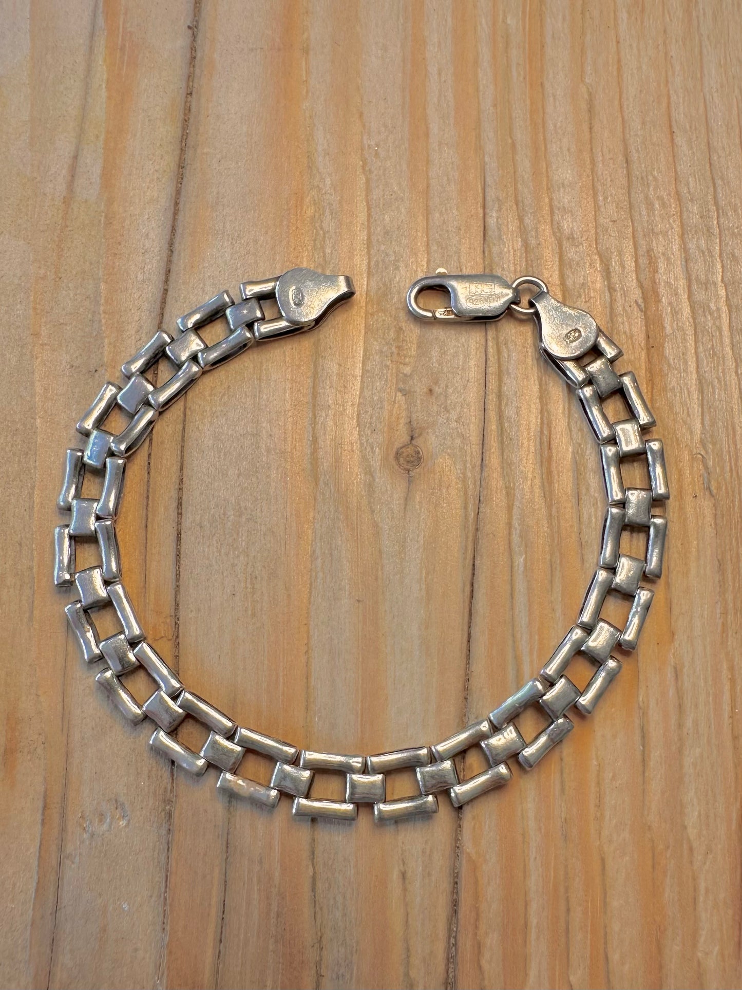 Vintage Box Link 925 Silver 7.5 inch Bracelet