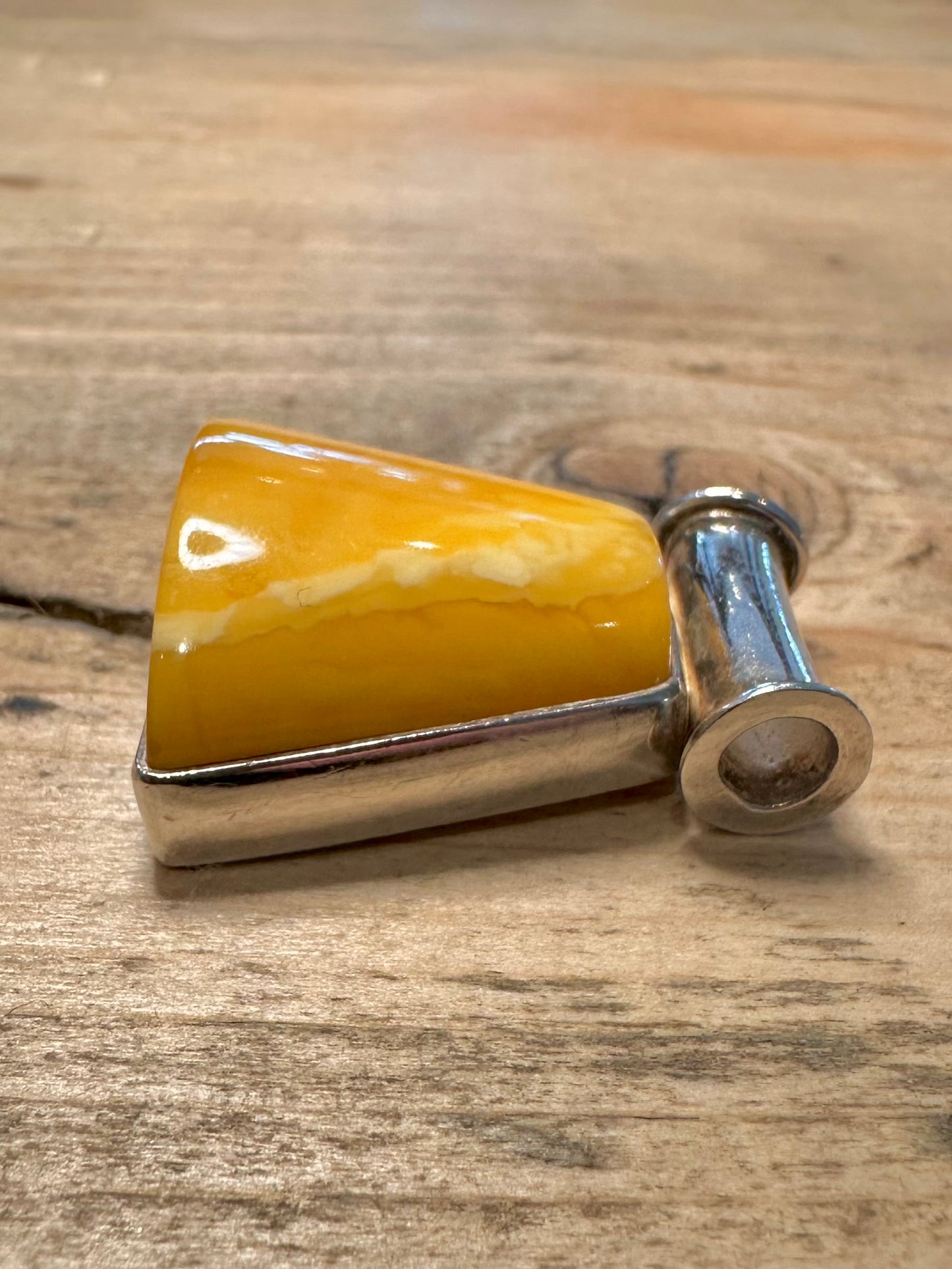Modernist Butterscotch Amber 925 Silver Pendant