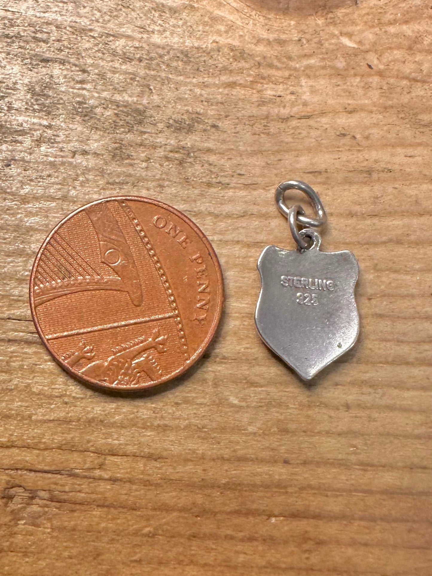 Vintage England Enamel Crest 925 Silver Pendant