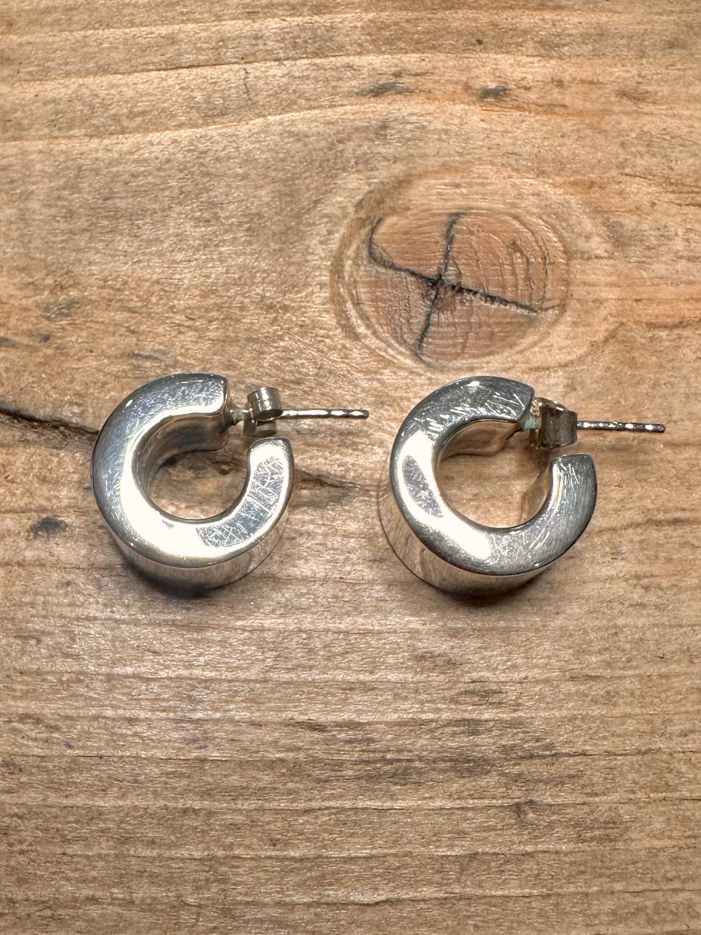 Modernist Chunky Hoops 925 Silver Earrings
