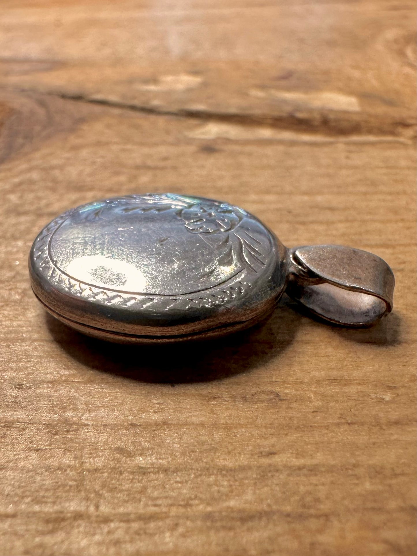 Vintage Engraved Oval 925 Silver Locket Pendant