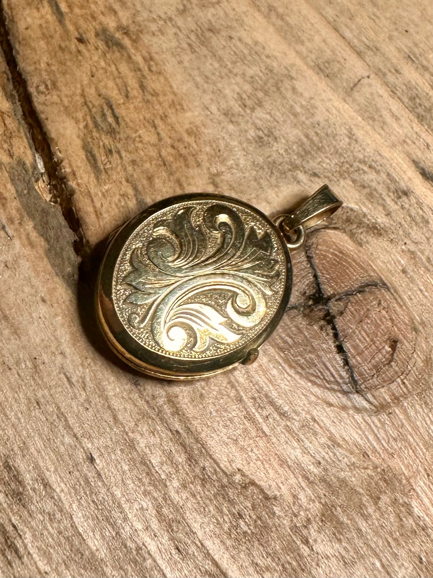 Vintage Engraved Locket Rolled Gold Pendant