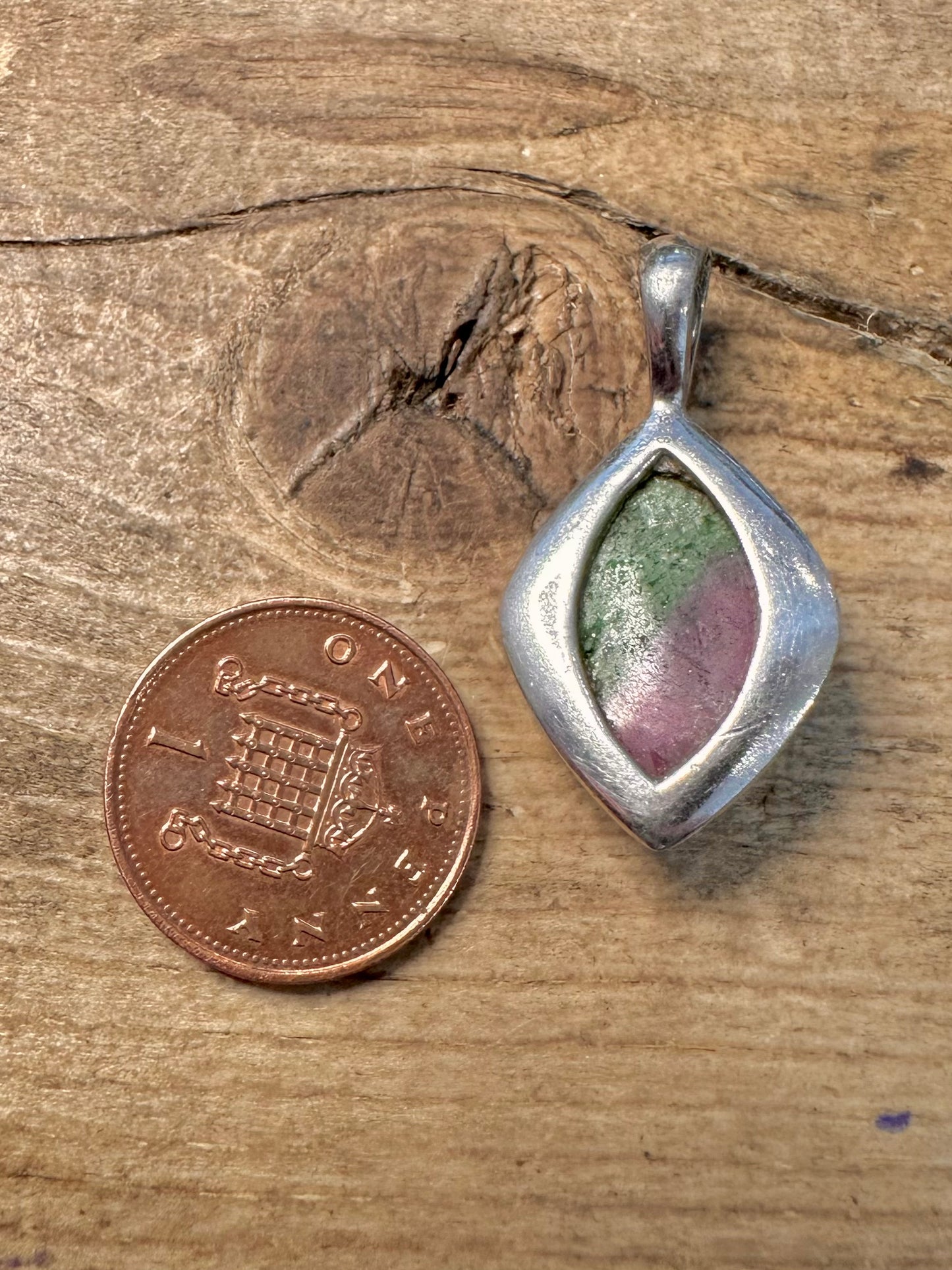 Modernist Zoisite 925 Silver Pendant