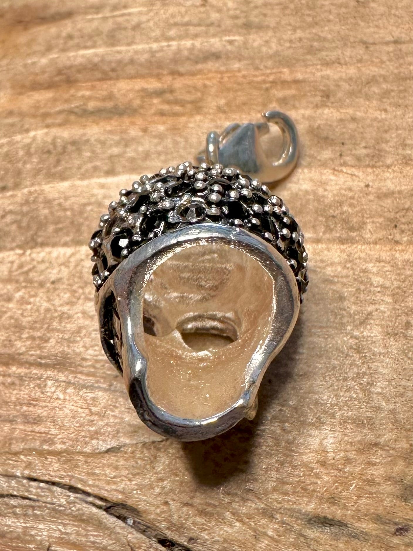 Modern Skull Black CZ Stone 925 Silver Pendant