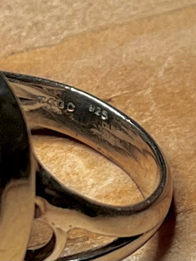 Oval Malachite 925 Sterling Silver Size K Ring