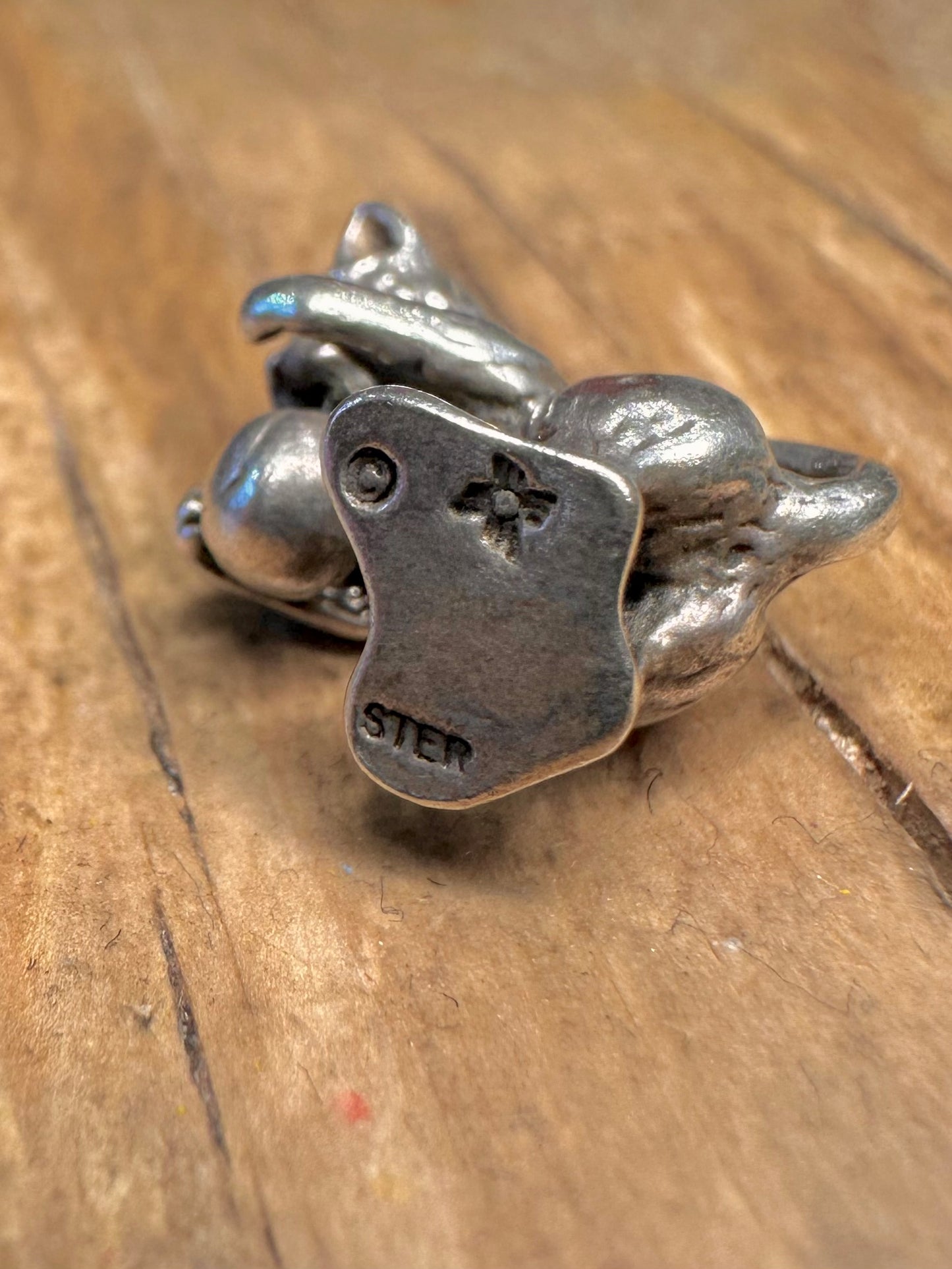 Vintage Kitten with Ball 925 Sterling Silver Charm Pendant
