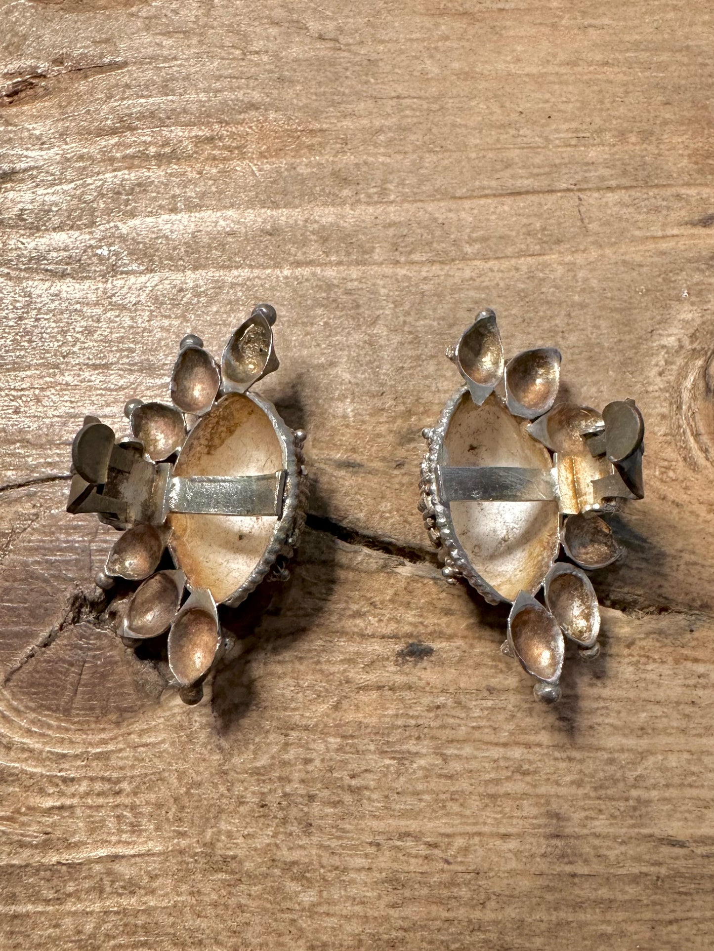 Vintage Tribal Clip on Silver Earrings
