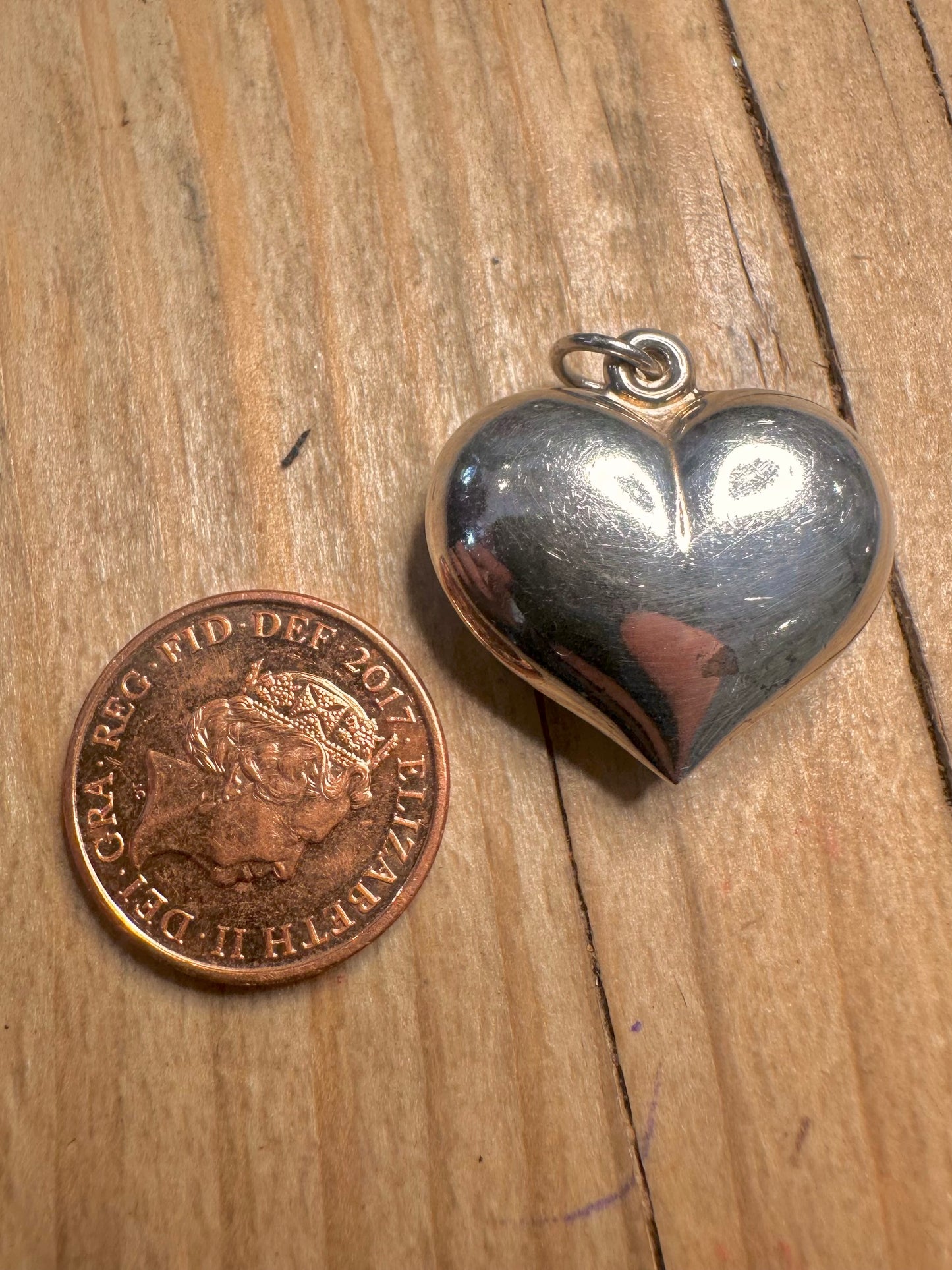 Vintage Puff Heart 925 Sterling Silver Pendant