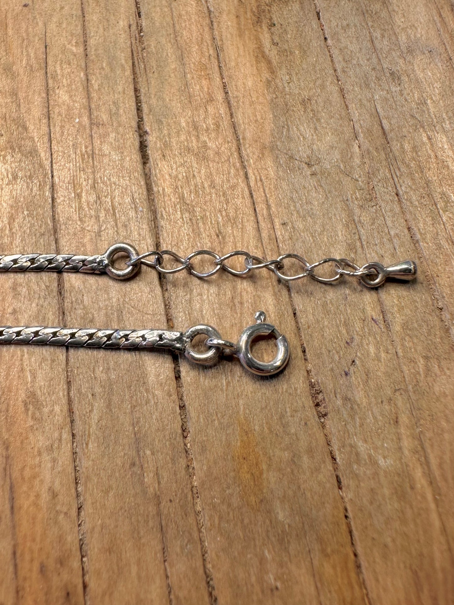 Vintage Channel Style Marcasite Flat Chain 925 Sterling Silver 18.5 to 19.4 inch Necklace