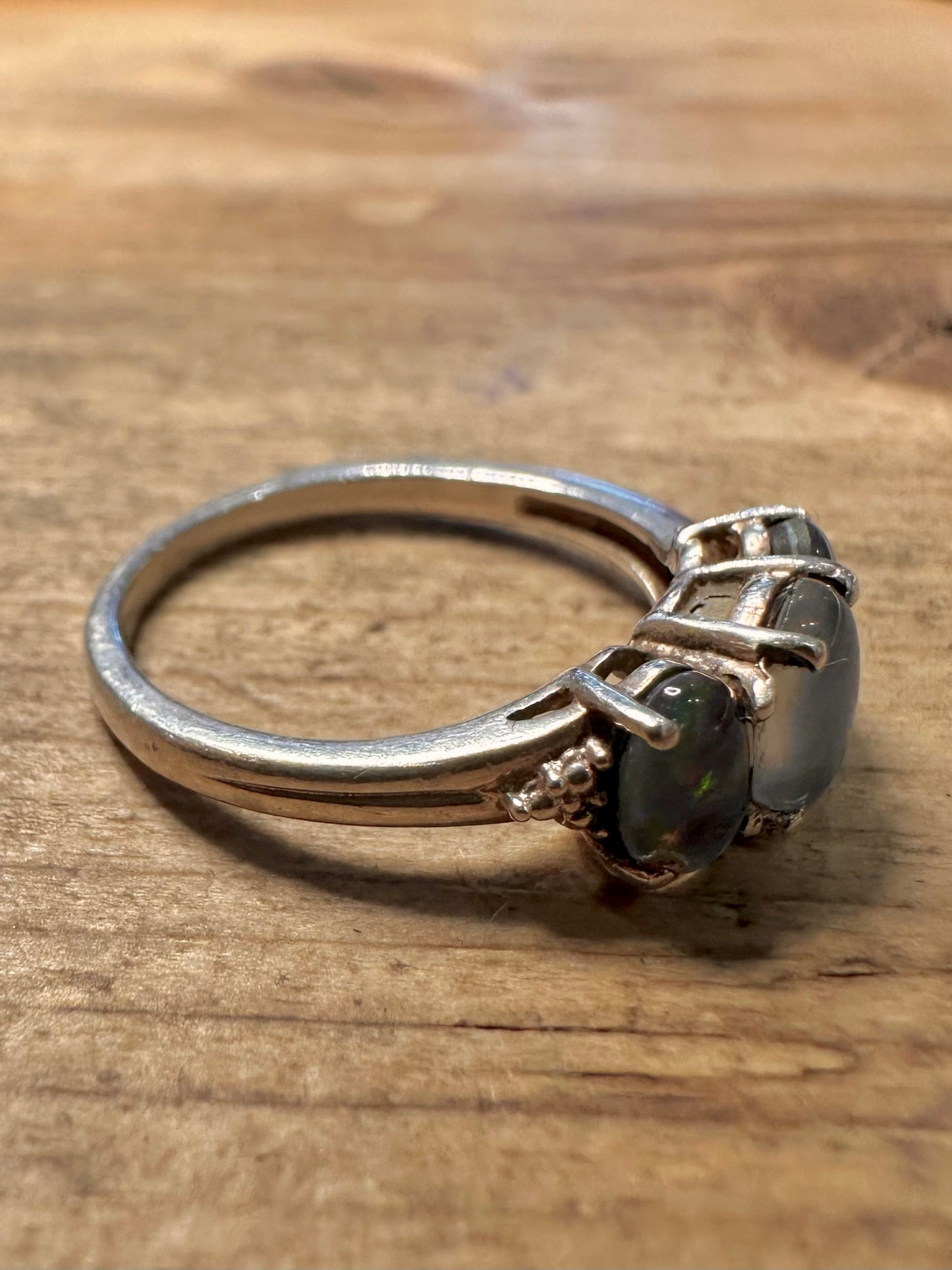 Vintage Blue Opal 925 Silver Size N1/2 Ring