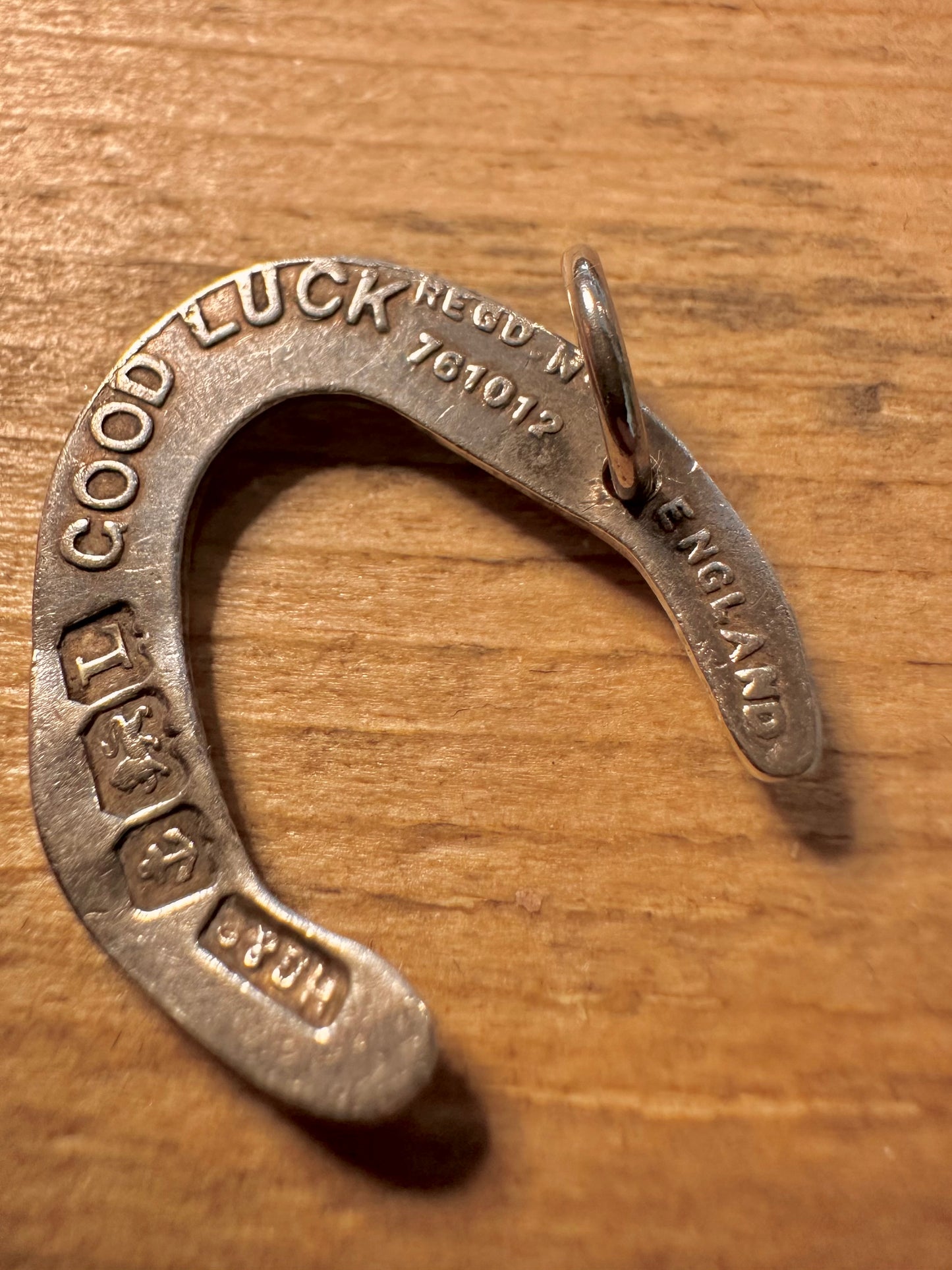 Vintage 1935 Horseshoe Good Luck Made in England 925 Silver Pendant