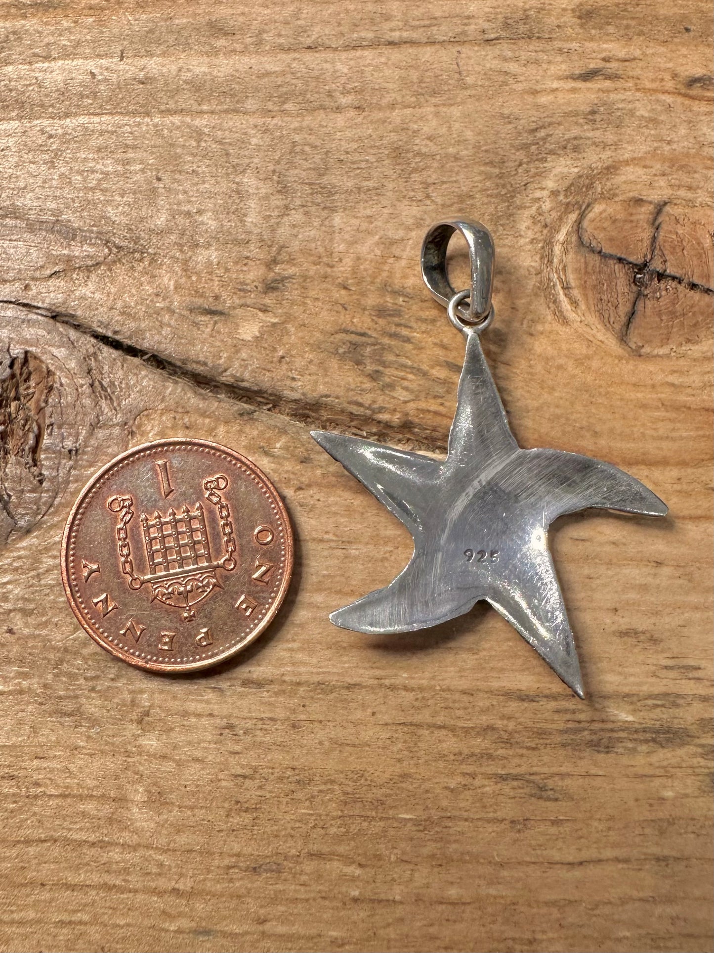 Abstract Filigree Starfish 925 Silver Pendant