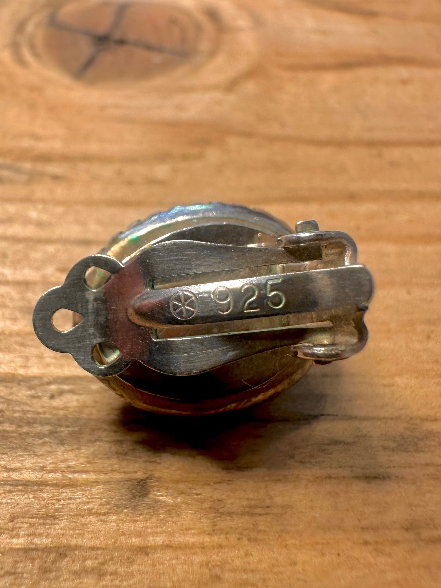 Vintage Opal Boho Clip On 925 Silver Earrings
