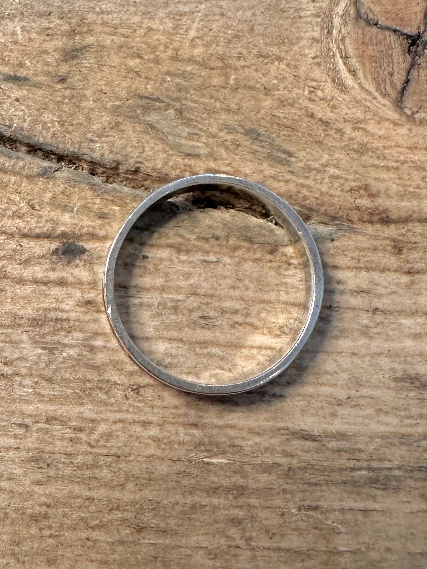 Vintage Red Enamel Band 925 Silver Size P Ring