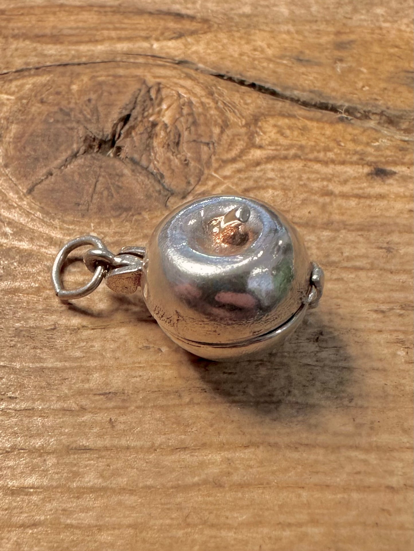 Vintage Apple Articulated Worms inside 925 Silver Charm Pendant